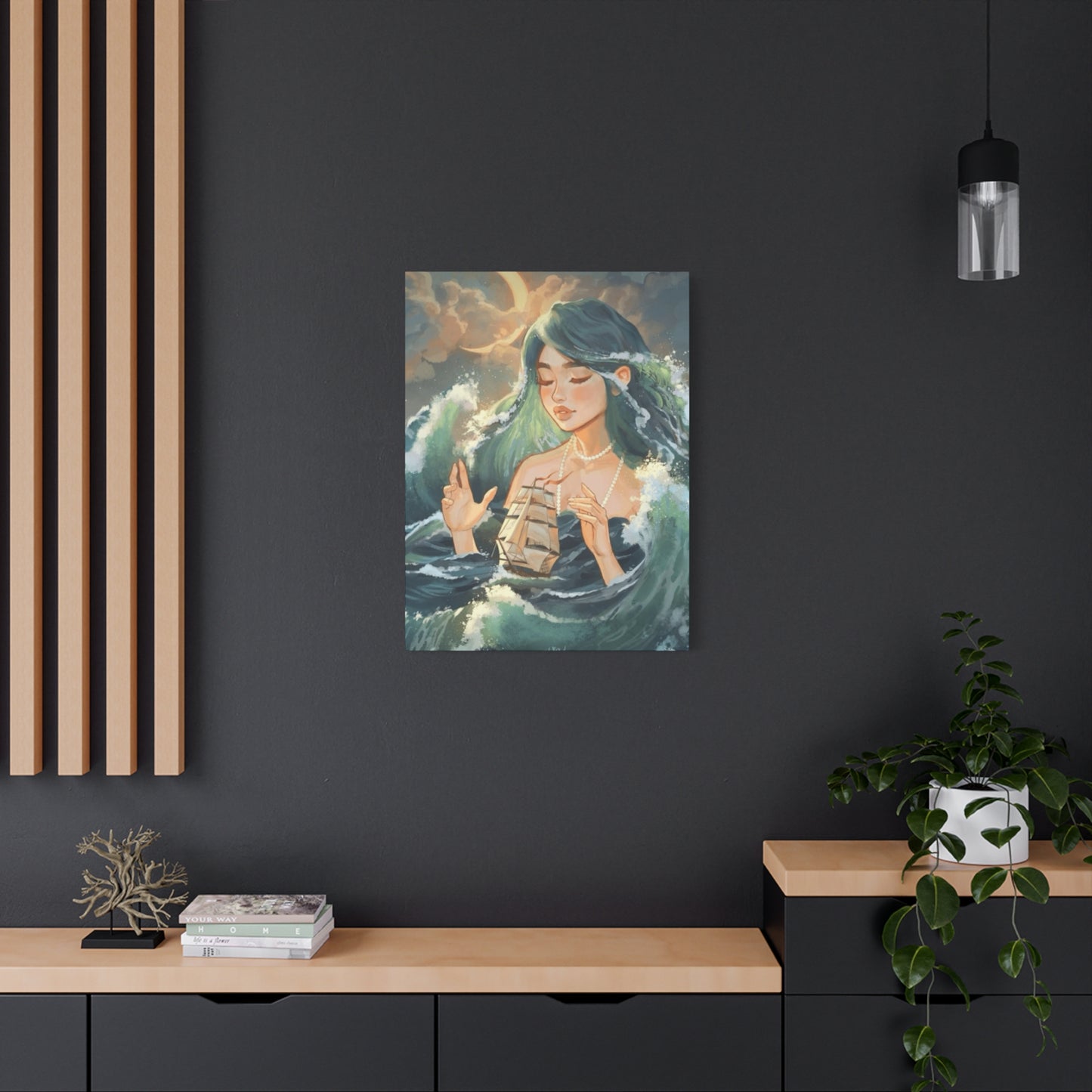 A Mermaid Playing With A Ship In Ocean Wall Art & Canvas Prints