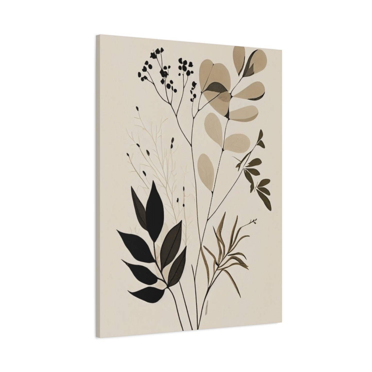 Simplistic Grey and Black Floral Painting Wall Art & Canvas Prints