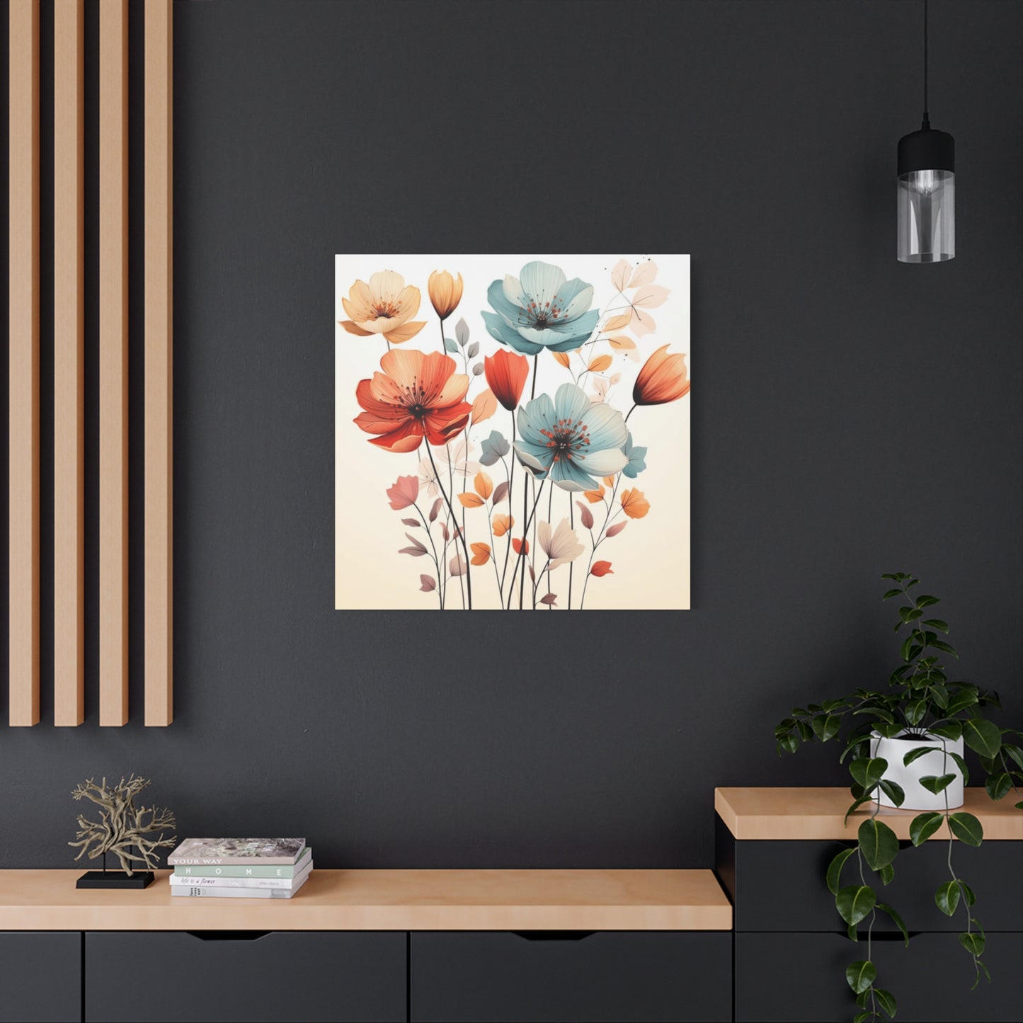 Red and Blue Floral Painting Wall Art & Canvas Prints