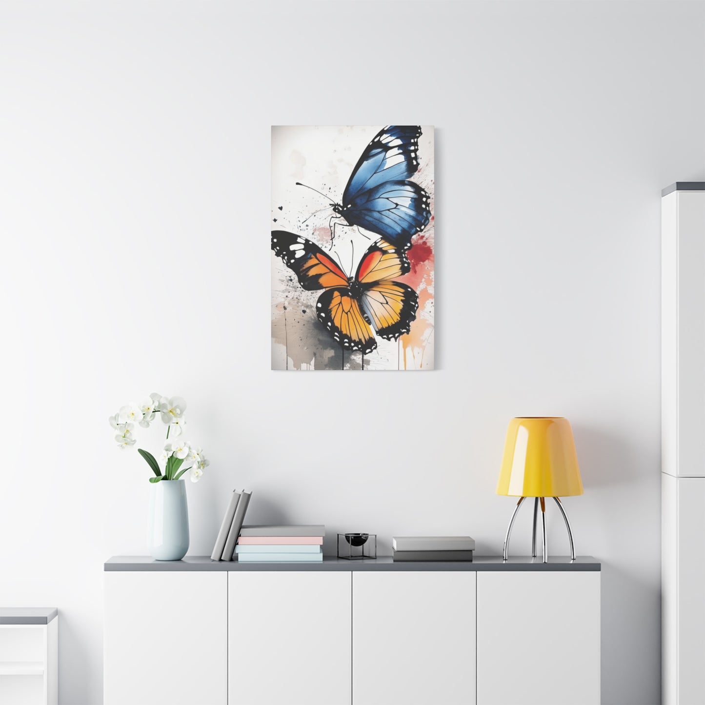 Orange and Blue Butterfly Painting Wall Art & Canvas Prints