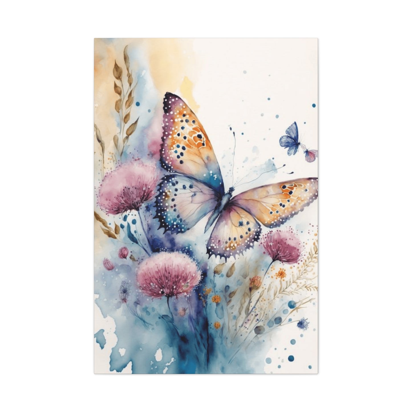 Colorful Butterfly with Dandelions Painting Wall Art & Canvas Prints