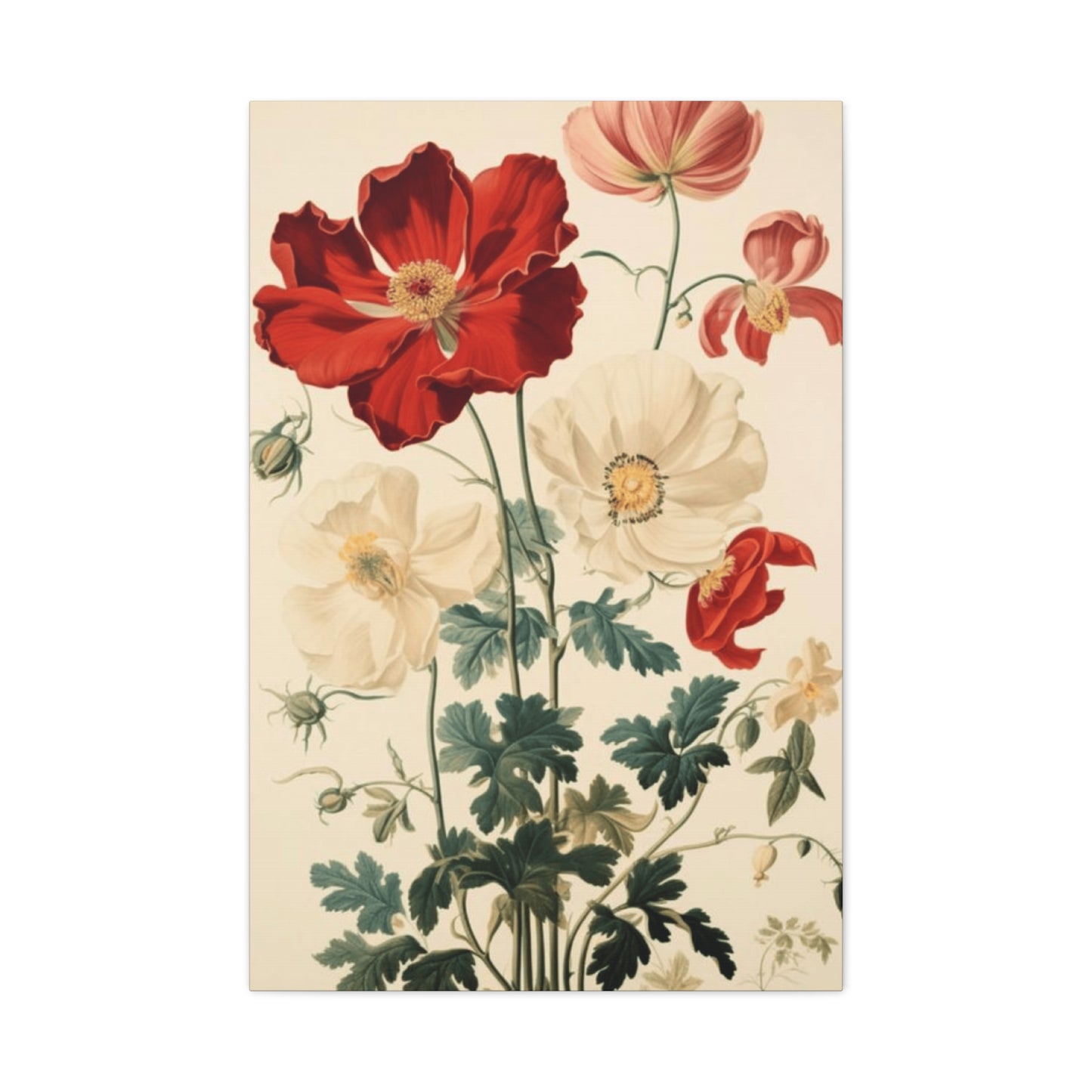 Red and White Flowers Painting Wall Art & Canvas Prints