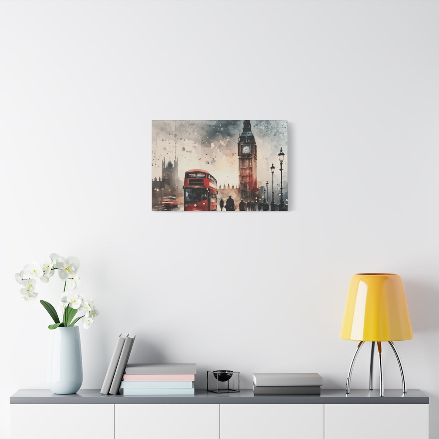 London Bus and Big Ben Painting Wall Art & Canvas Prints