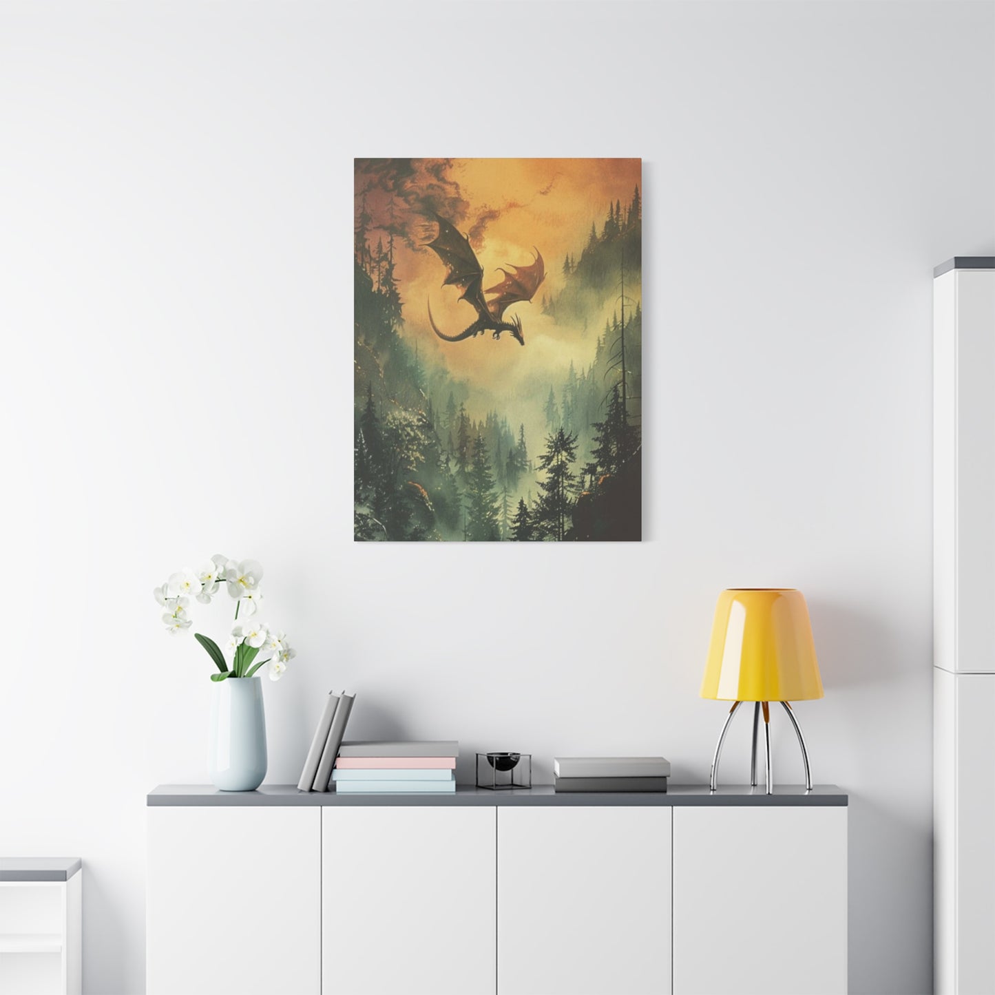 Dragon Flying over Forest Wall Art & Canvas Prints