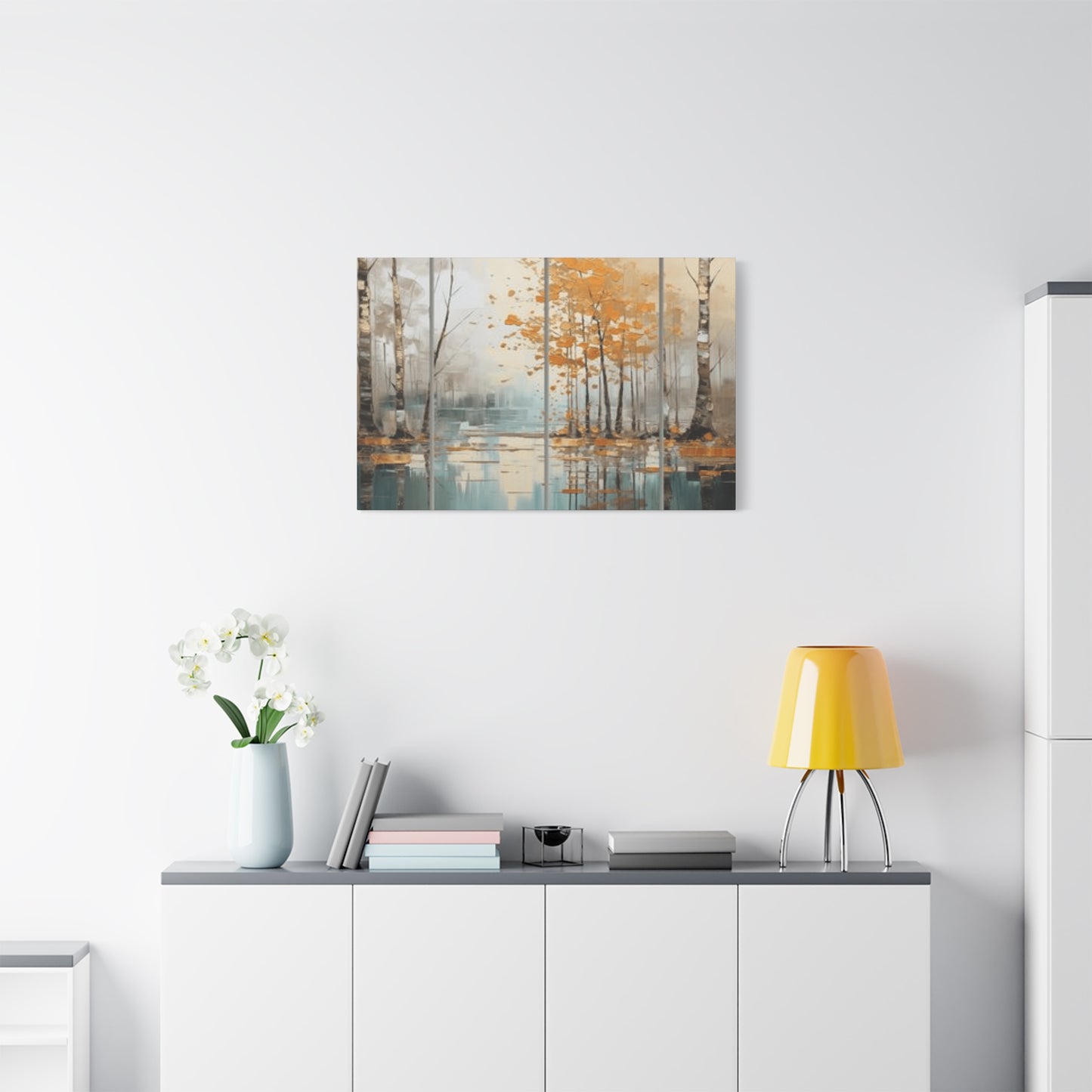 Birch Trees and River Painting Wall Art & Canvas Prints