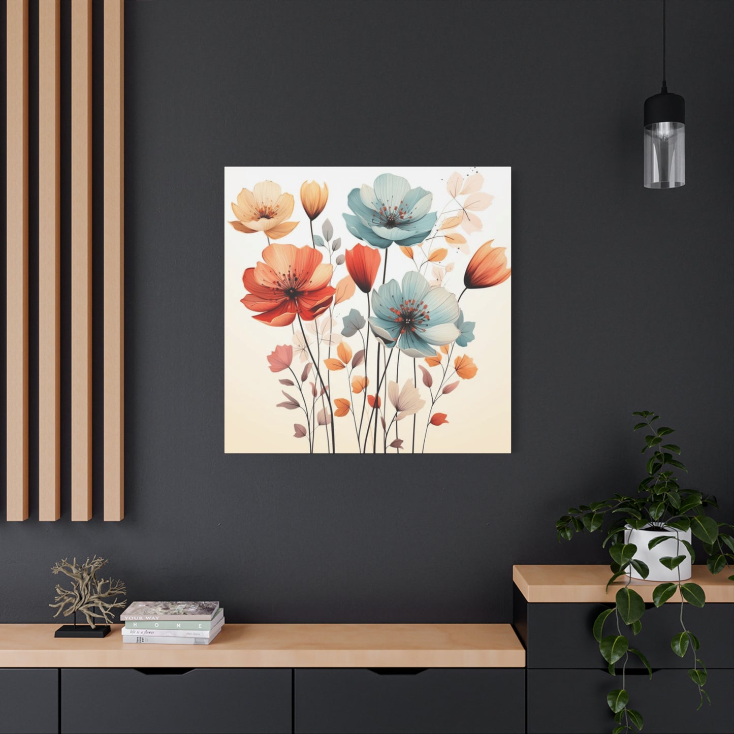 Red and Blue Floral Painting Wall Art & Canvas Prints