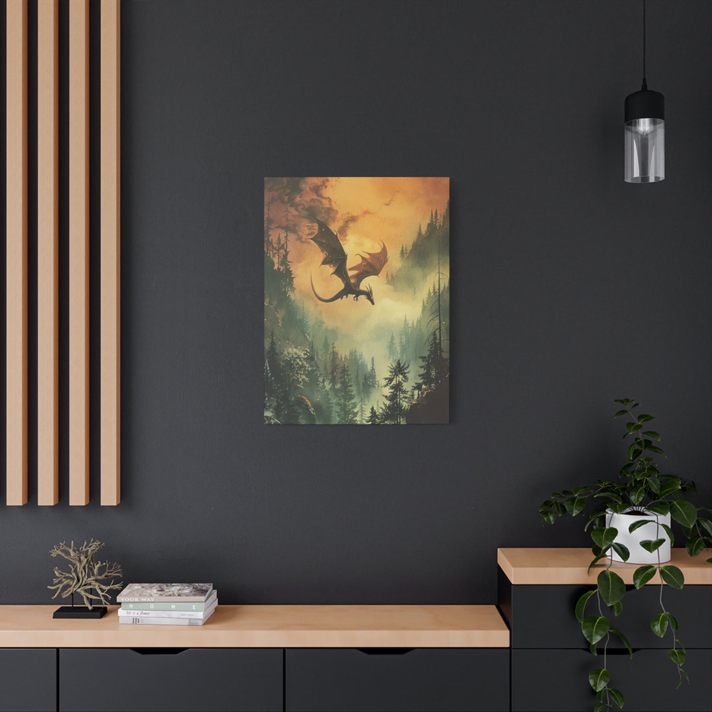 Dragon Flying over Forest Wall Art & Canvas Prints