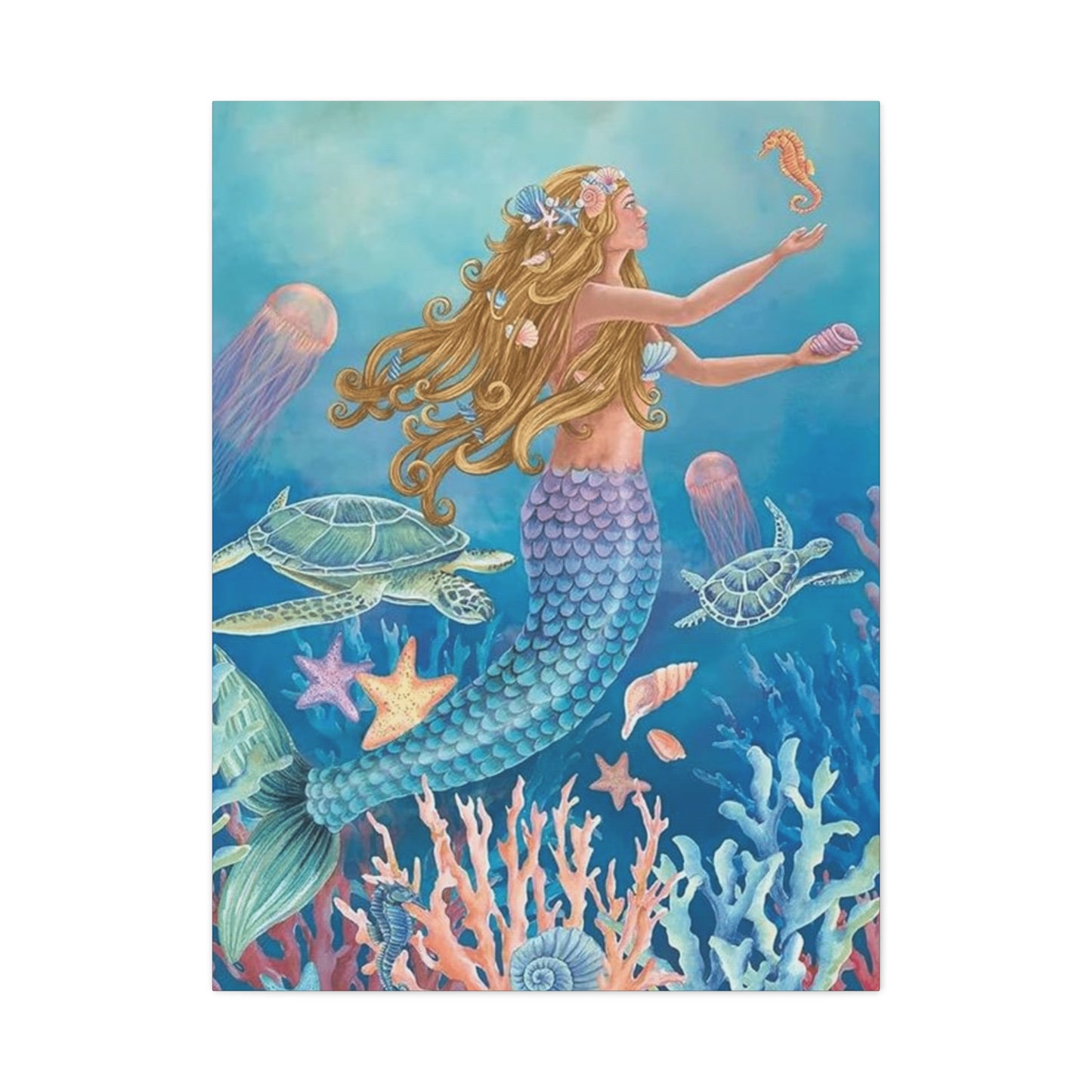 A Mermaid Playing In The Ocean Wall Art & Canvas Prints