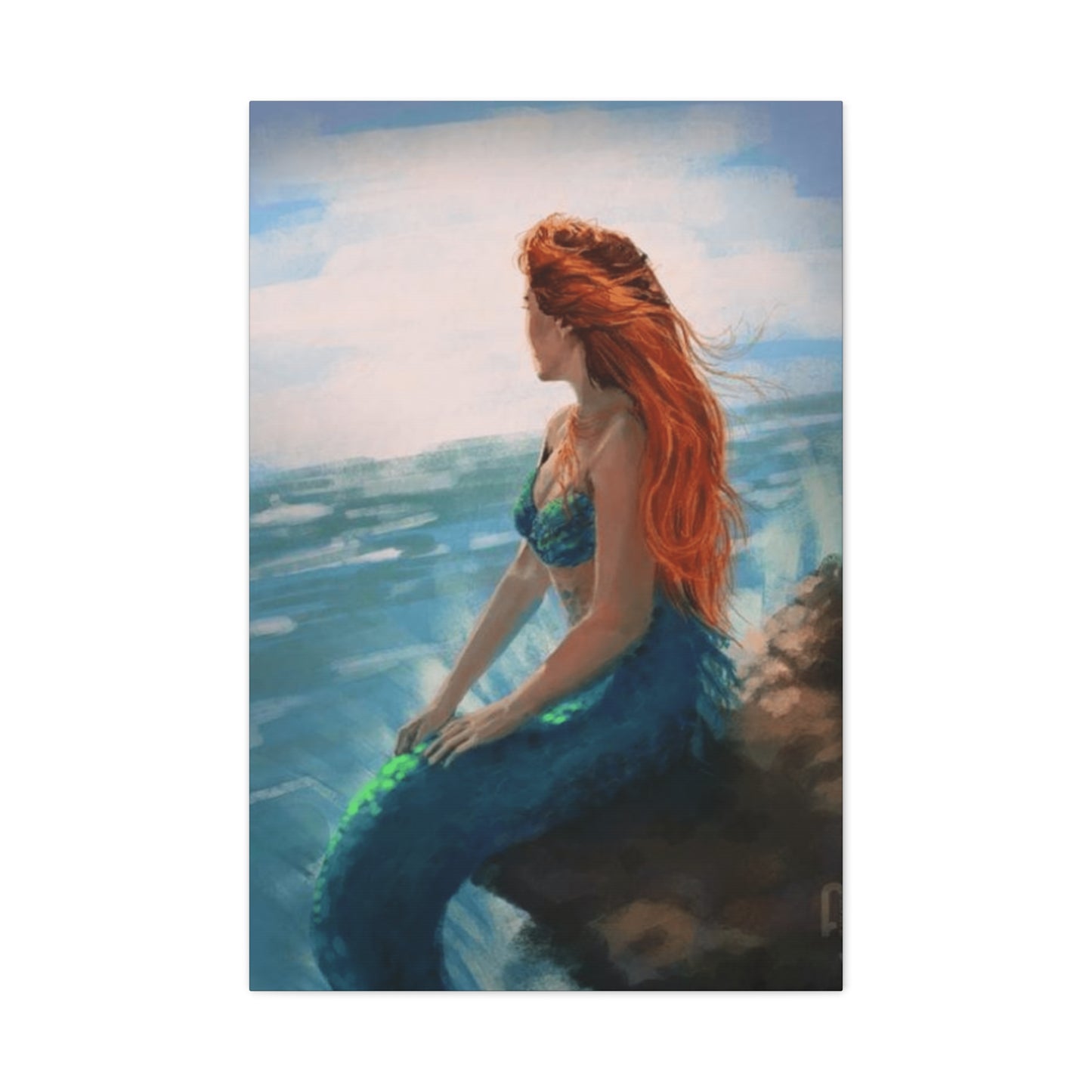 A Mermaid Watching The Ocean Wall Art & Canvas Prints