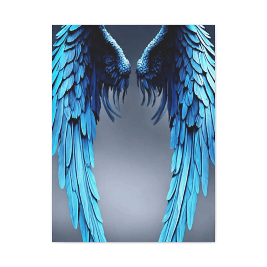 Long Blue Angel Angel Wings Wall Art & Canvas Prints