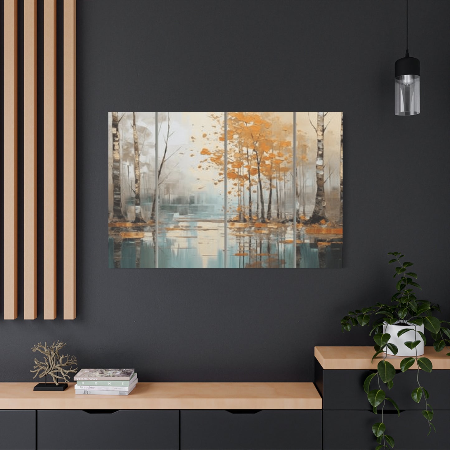 Birch Trees and River Painting Wall Art & Canvas Prints