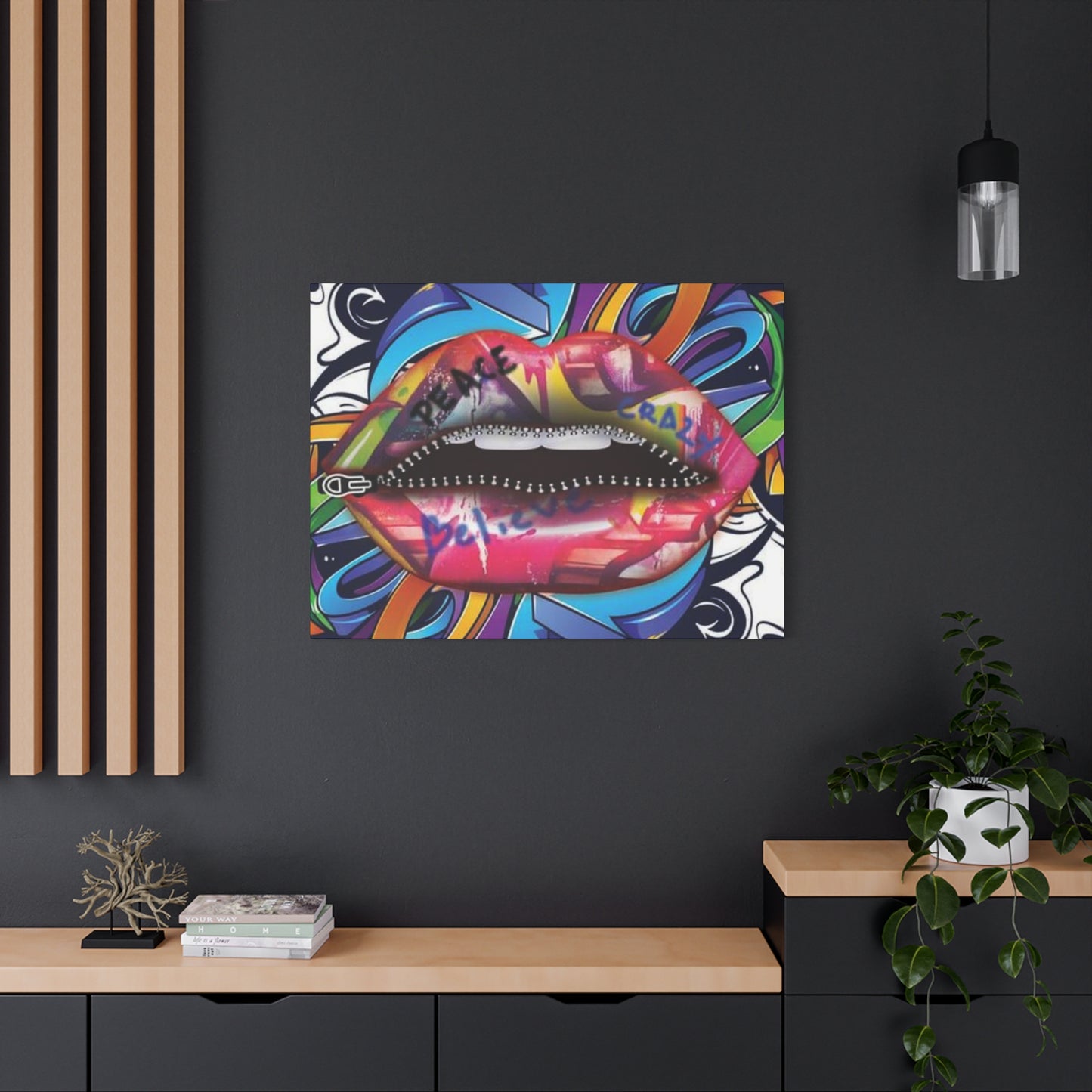 Zipper Lips Wall Art & Canvas Prints