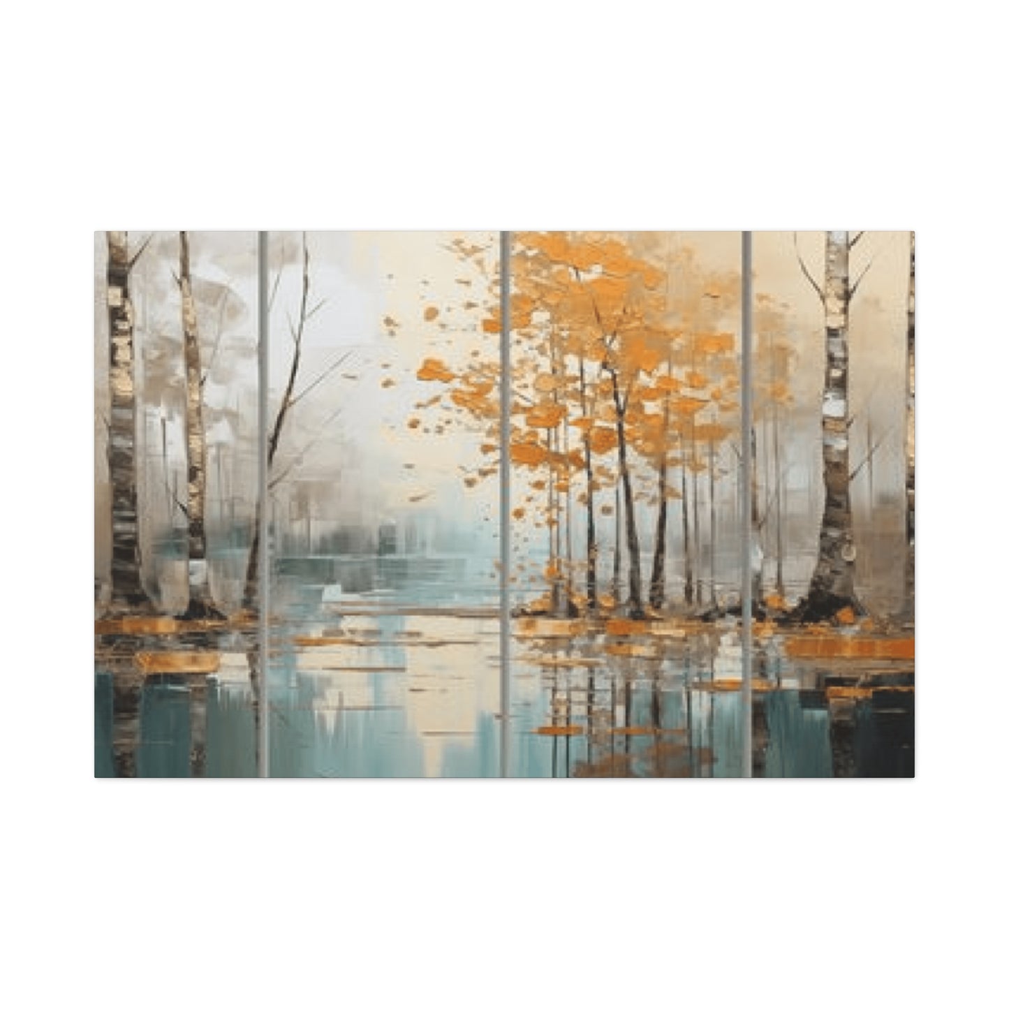 Birch Trees and River Painting Wall Art & Canvas Prints