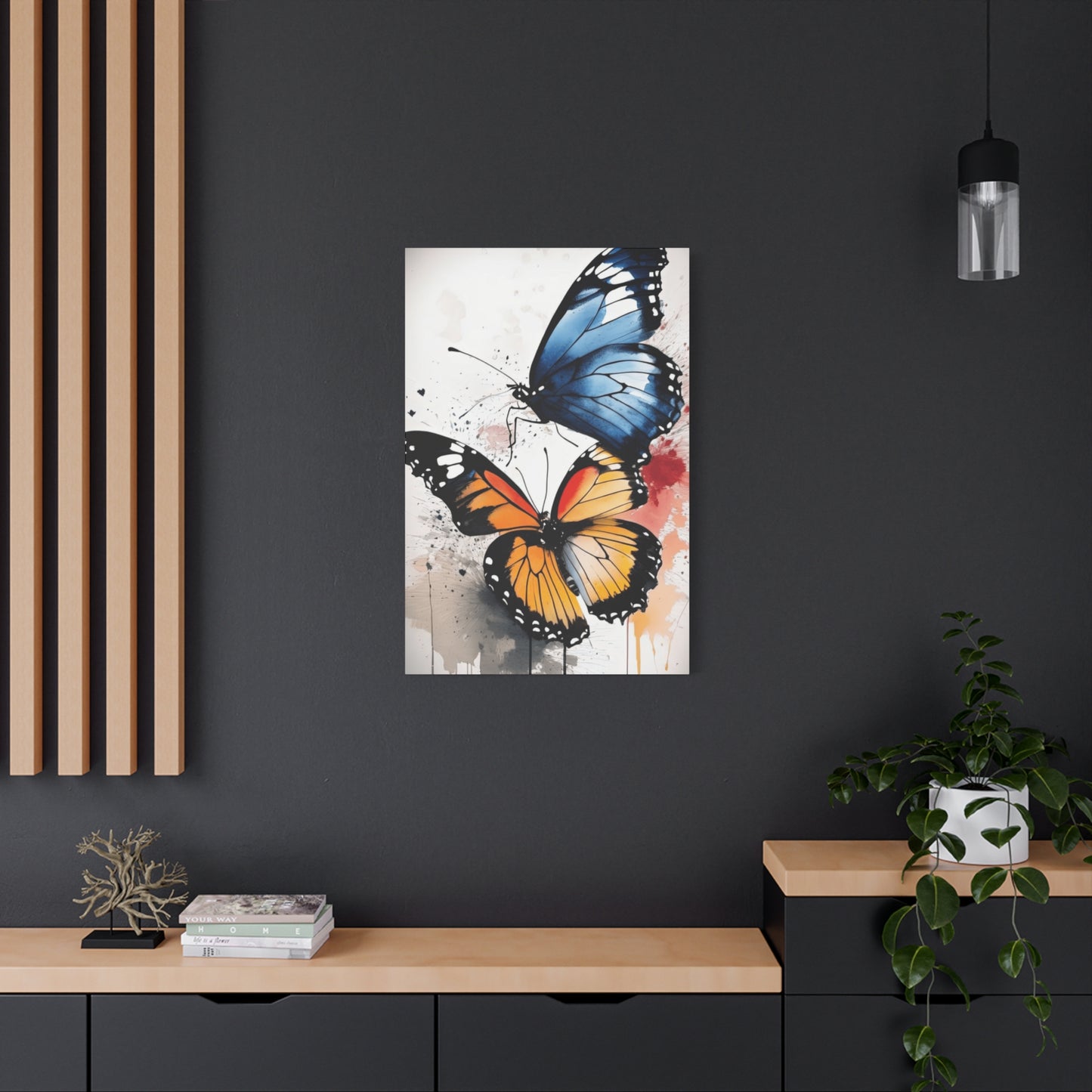 Orange and Blue Butterfly Painting Wall Art & Canvas Prints