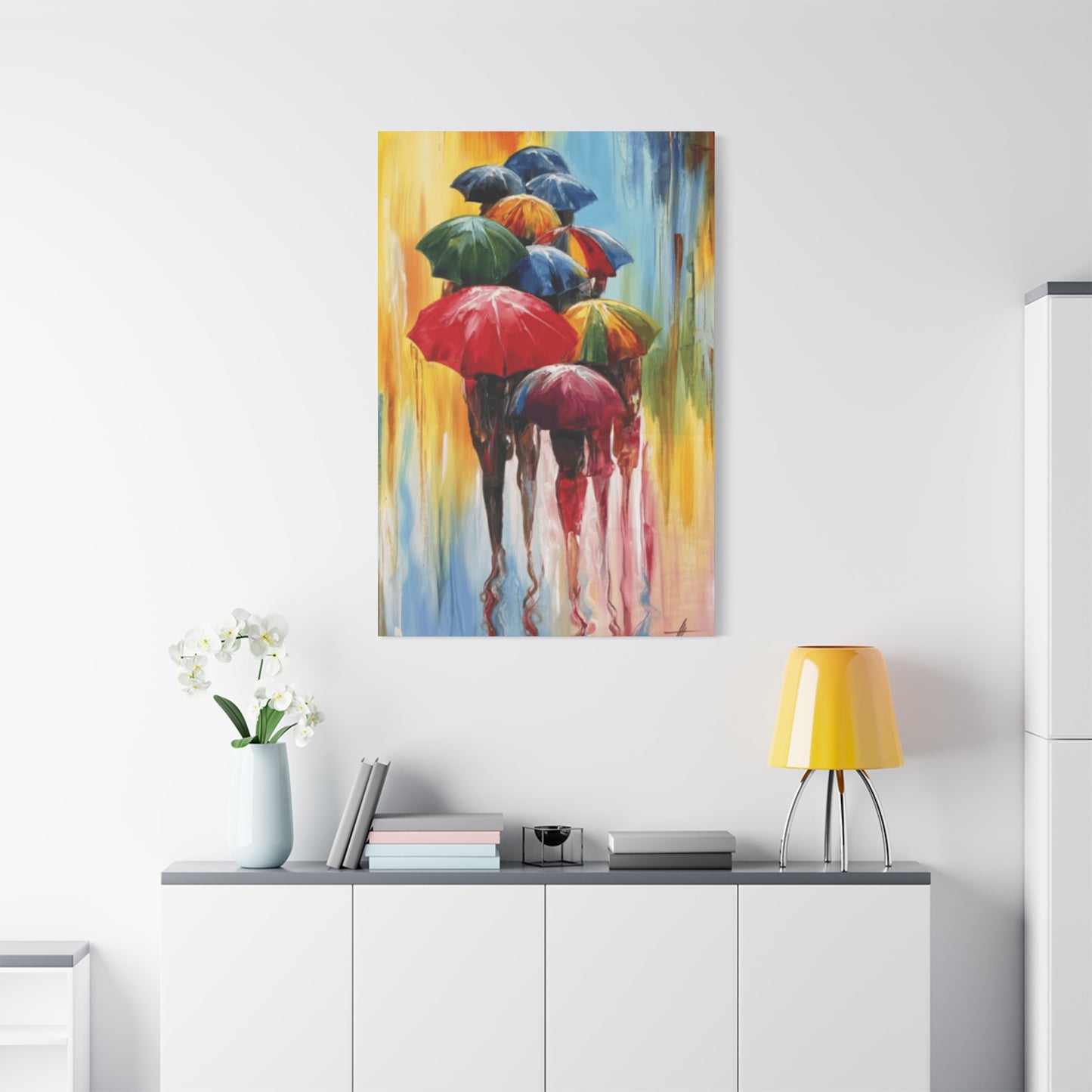 Painting of Children With Umbrella Wall Art & Canvas Prints