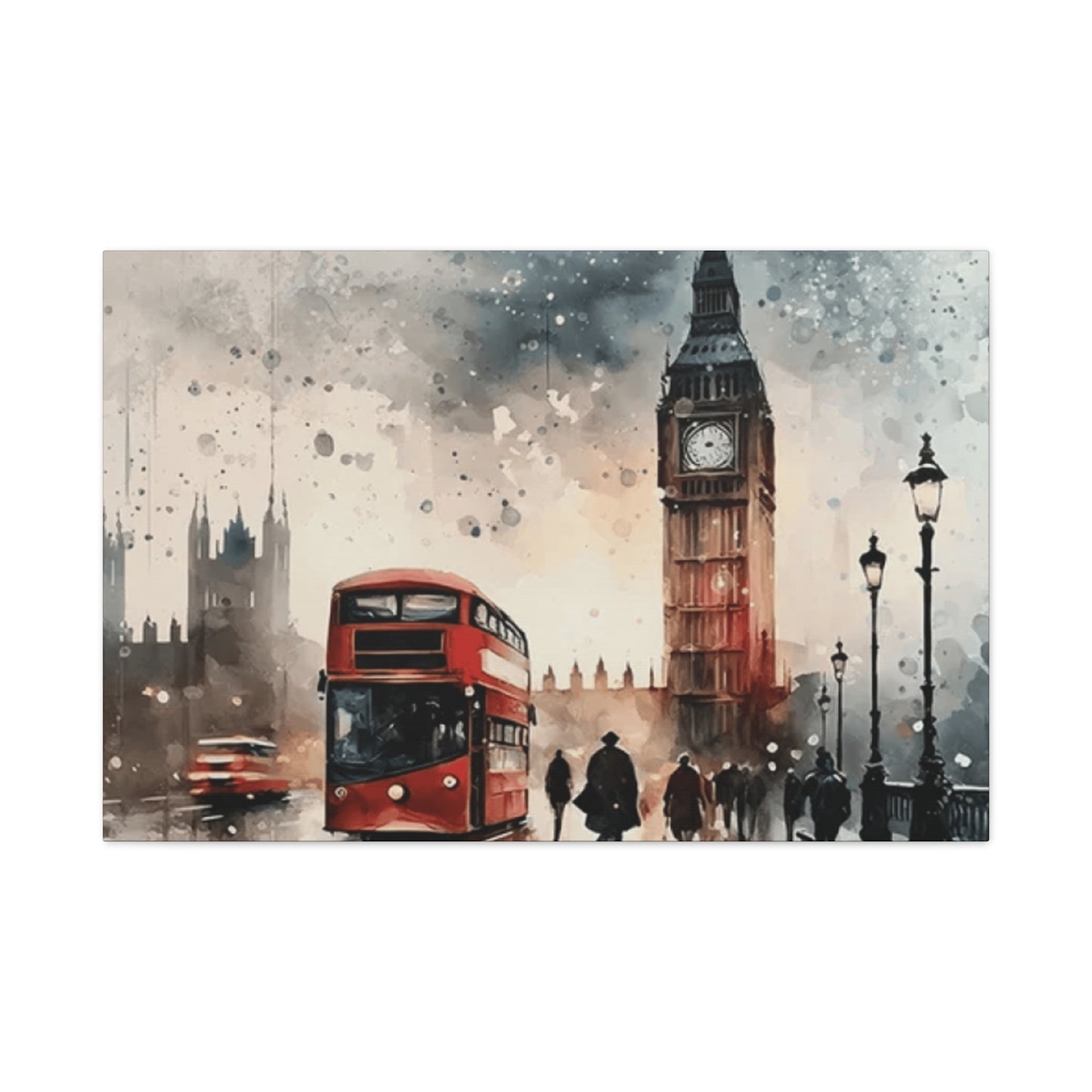 London Bus and Big Ben Painting Wall Art & Canvas Prints