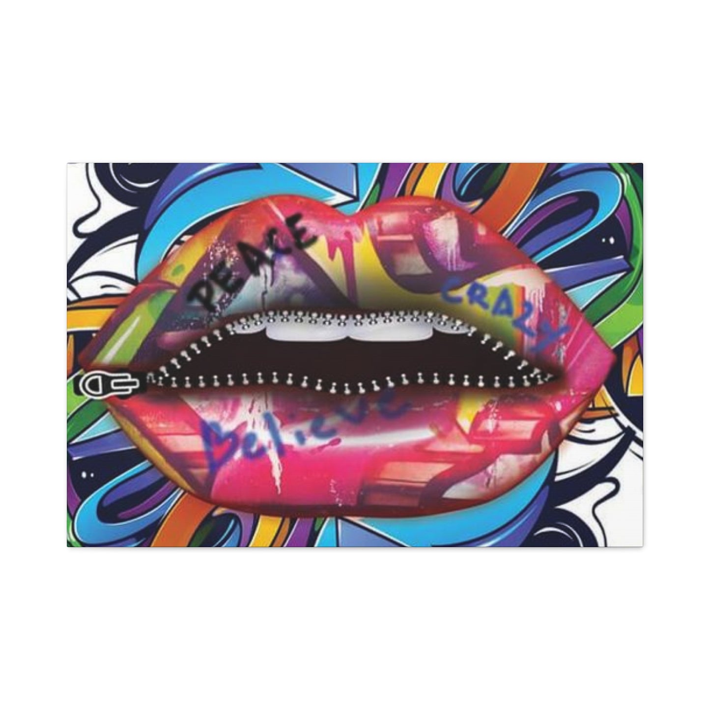 Zipper Lips Wall Art & Canvas Prints