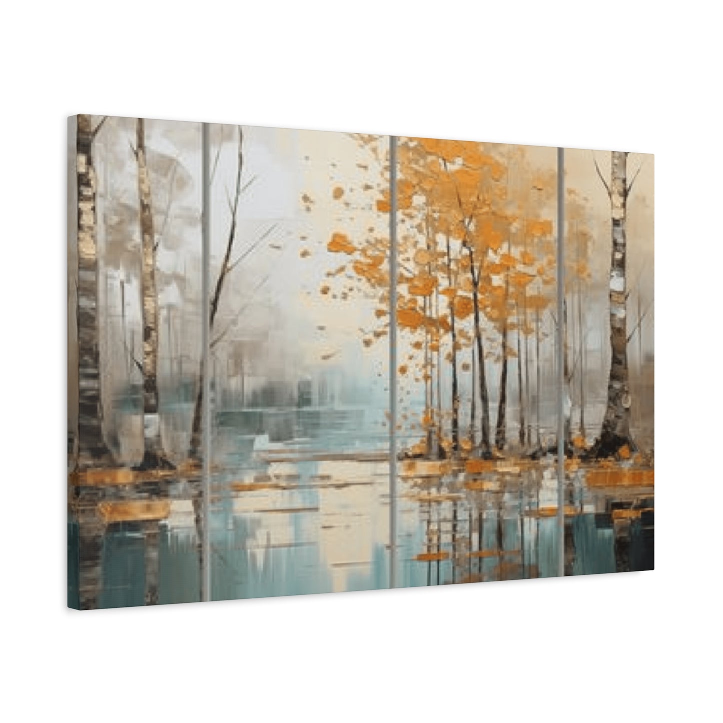 Birch Trees and River Painting Wall Art & Canvas Prints