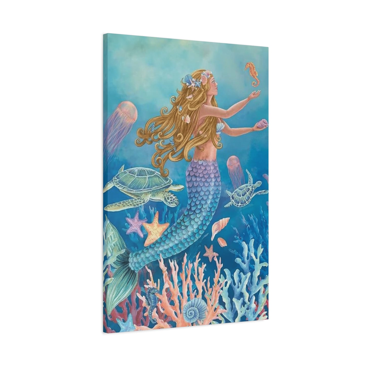 A Mermaid Playing In The Ocean Wall Art & Canvas Prints