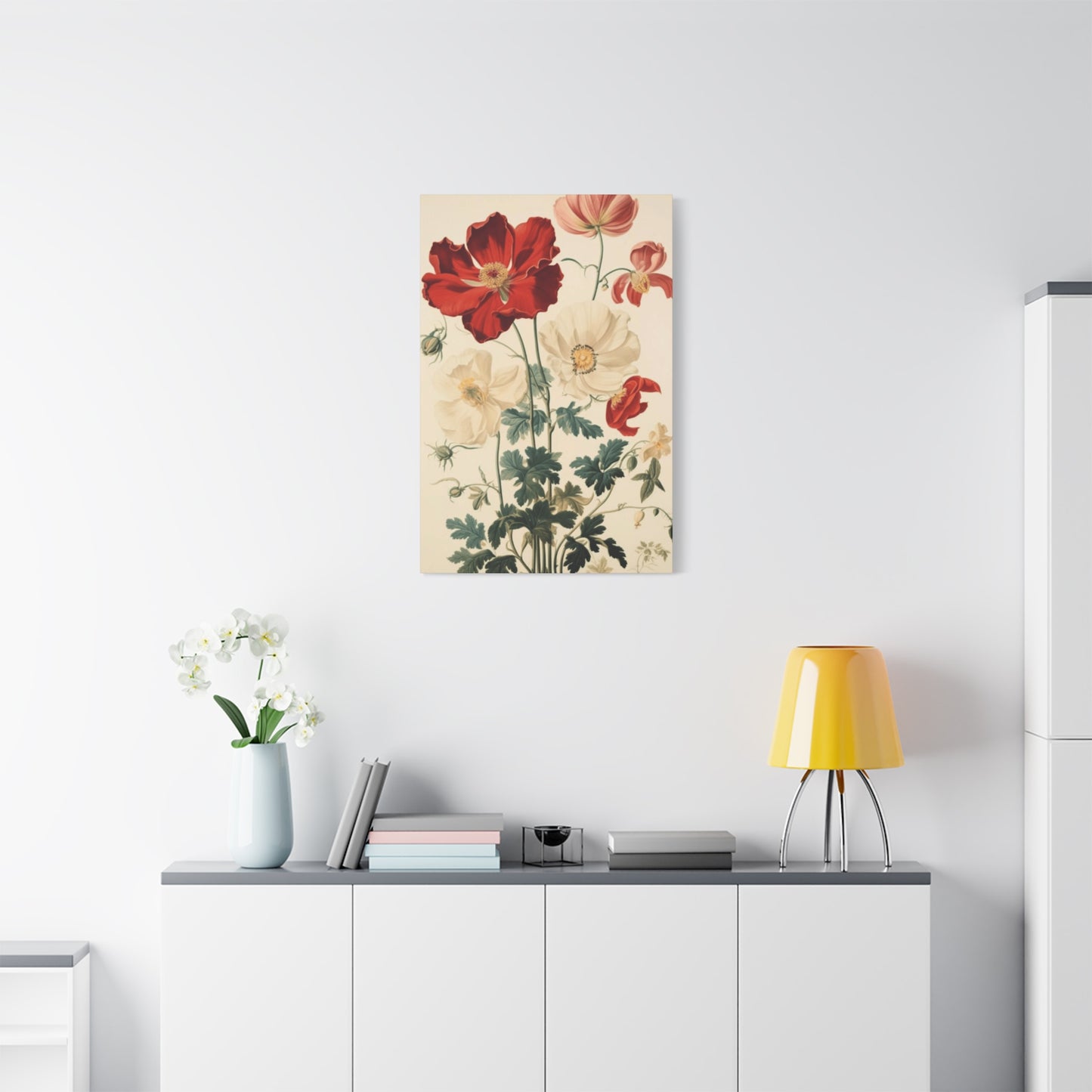 Red and White Flowers Painting Wall Art & Canvas Prints