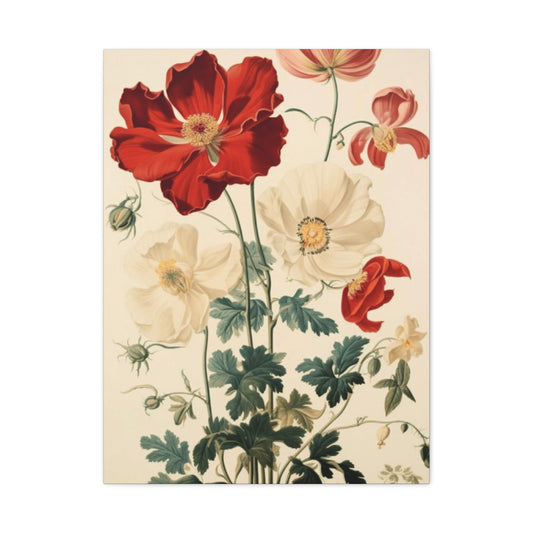 Red and White Flowers Painting Wall Art & Canvas Prints