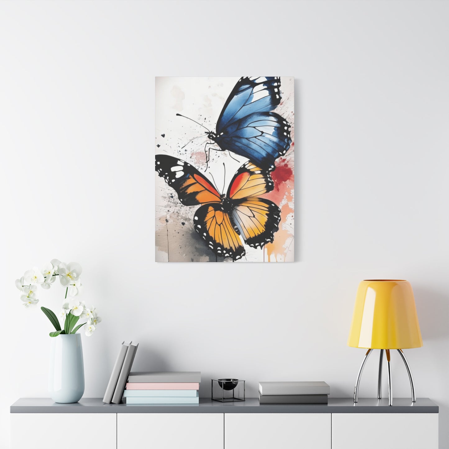 Orange and Blue Butterfly Painting Wall Art & Canvas Prints