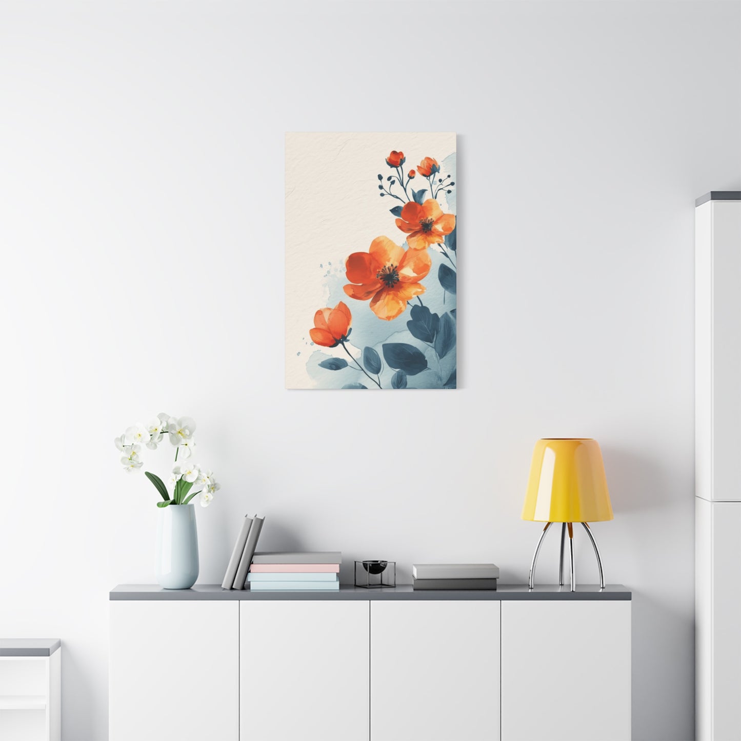 Orange Flowers Water Painting Wall Art & Canvas Prints