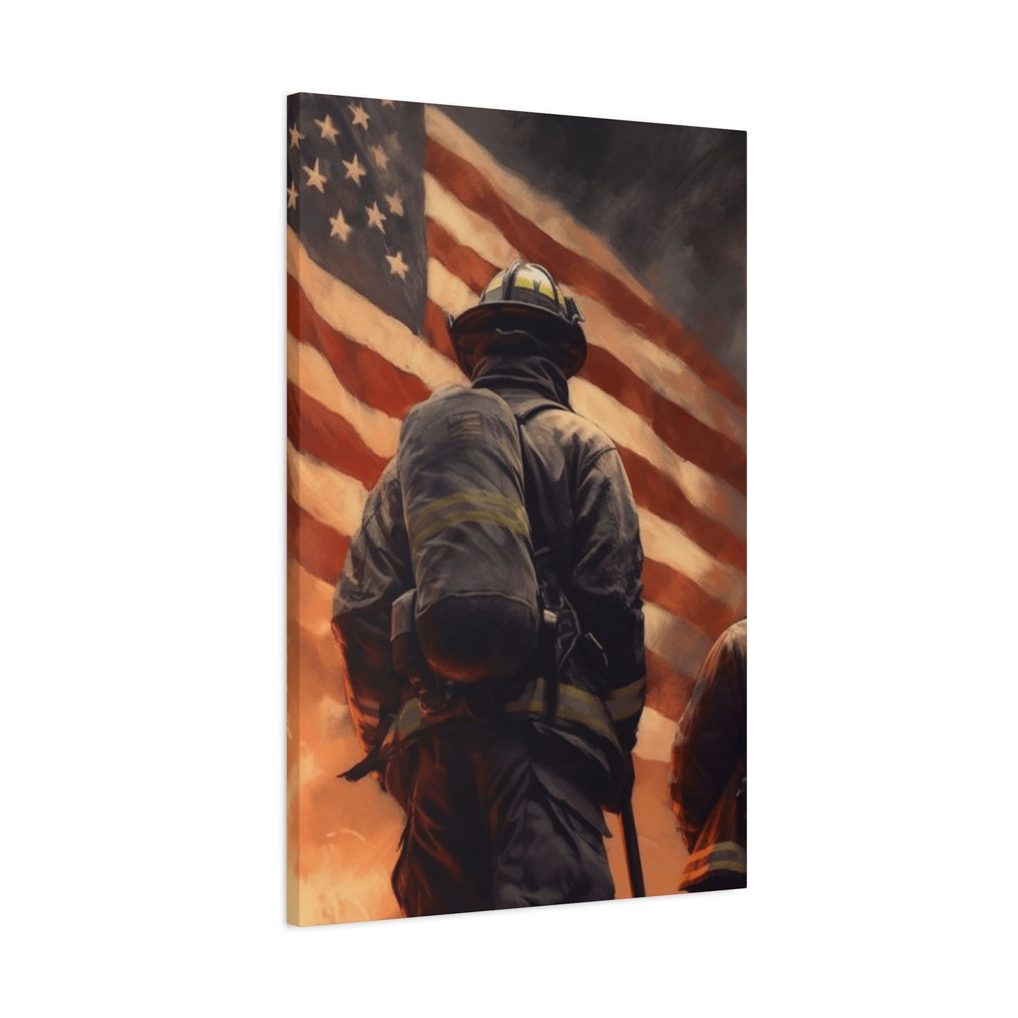 Firefighter and American Flag Wall Art & Canvas Prints