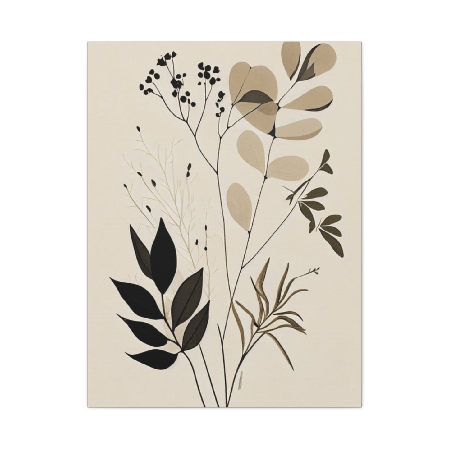 Simplistic Grey and Black Floral Painting Wall Art & Canvas Prints