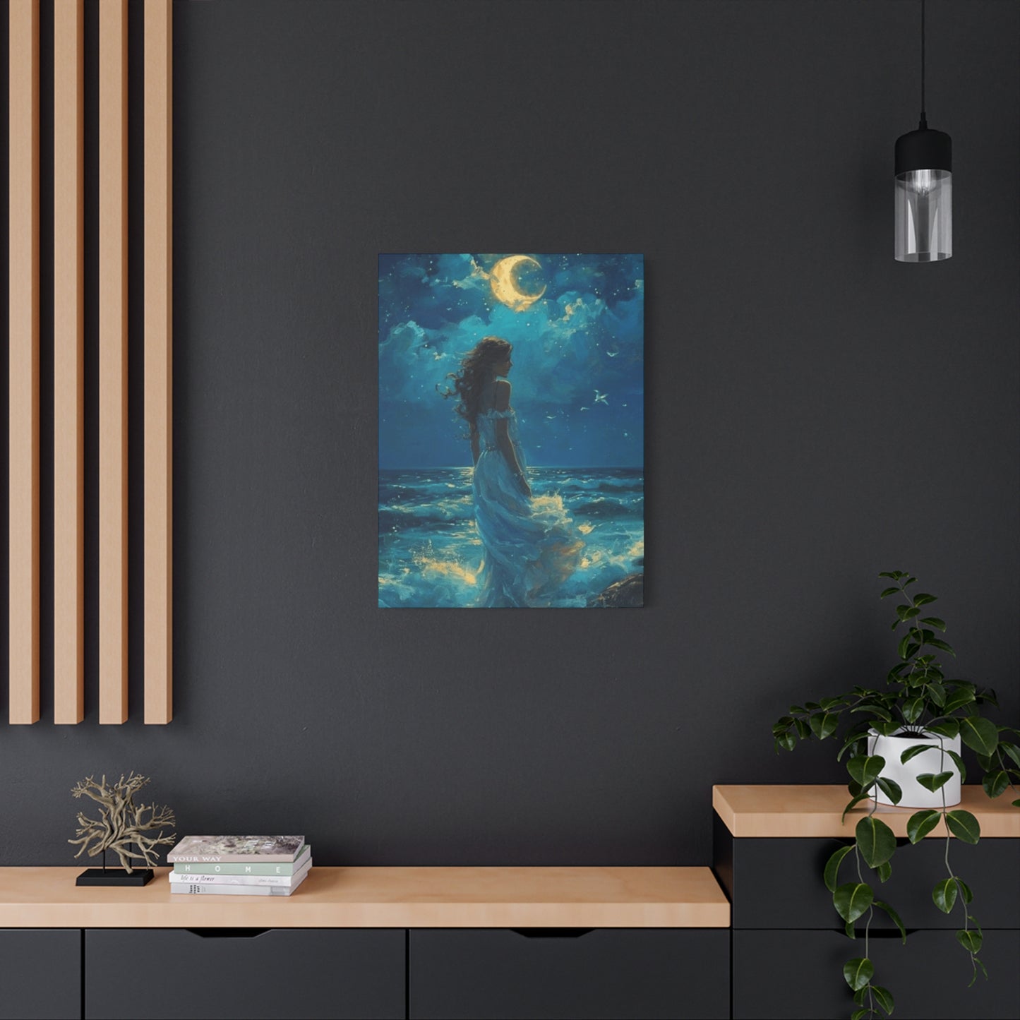 A Mermaid At Night In The Moonlight  Wall Art & Canvas Prints