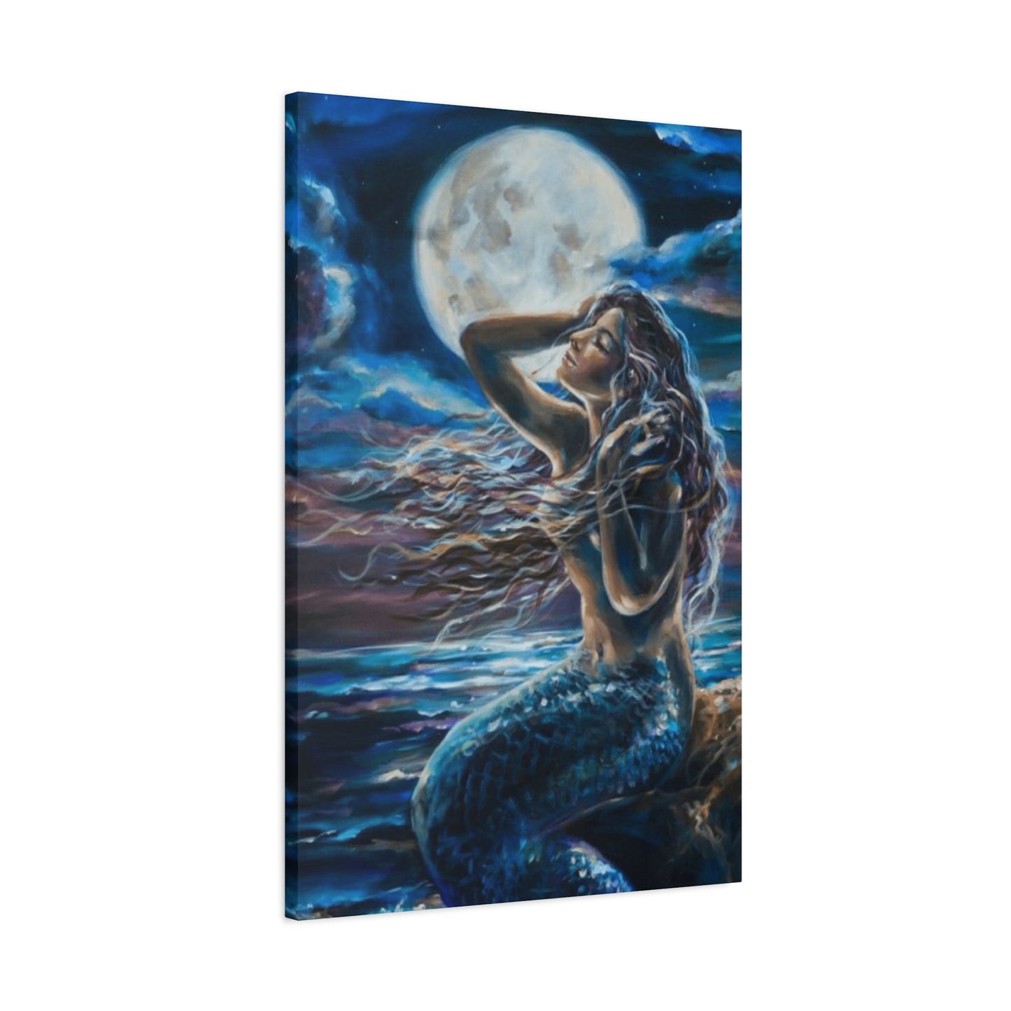 Mermaid Portrait With Moon Wall Art & Canvas Prints