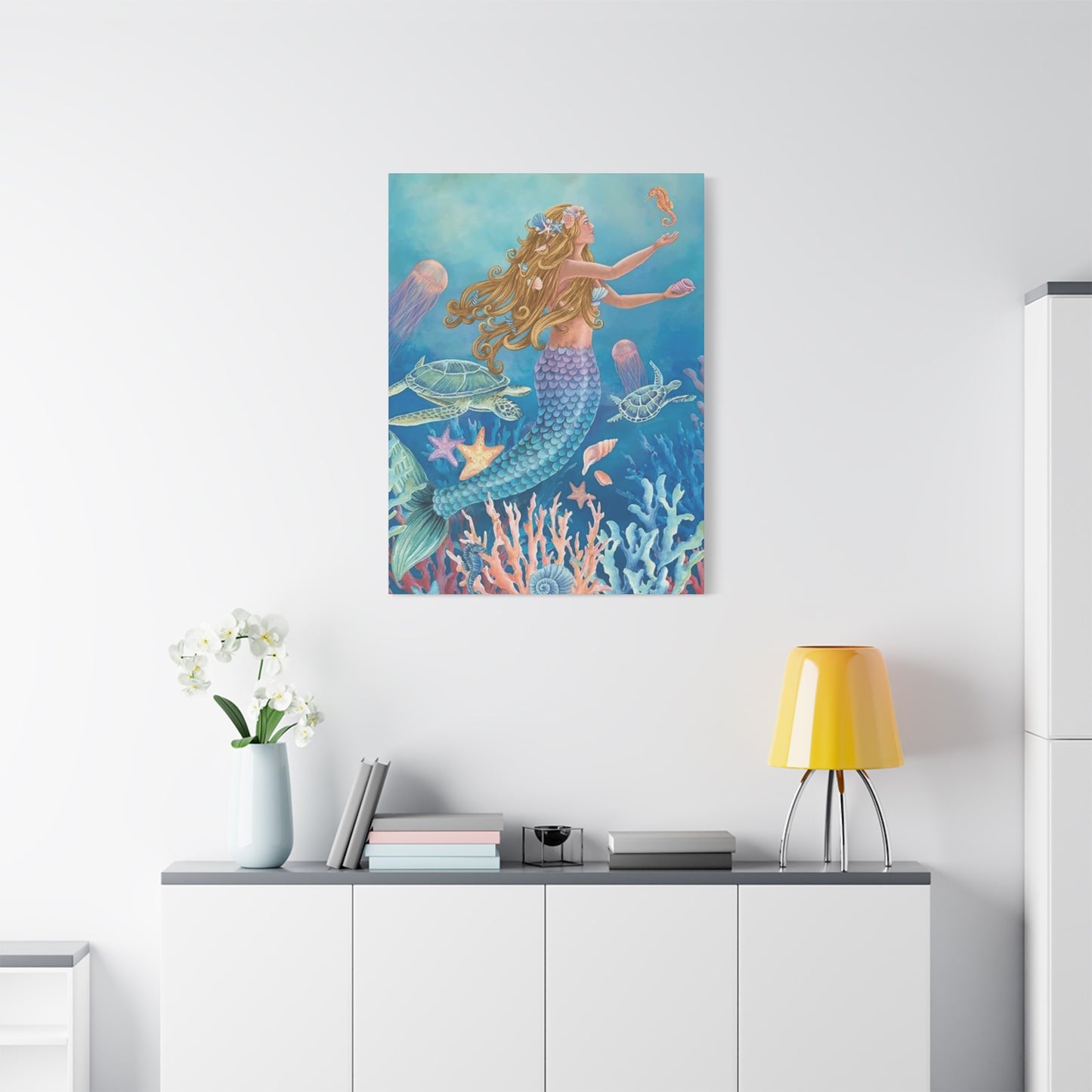 A Mermaid Playing In The Ocean Wall Art & Canvas Prints