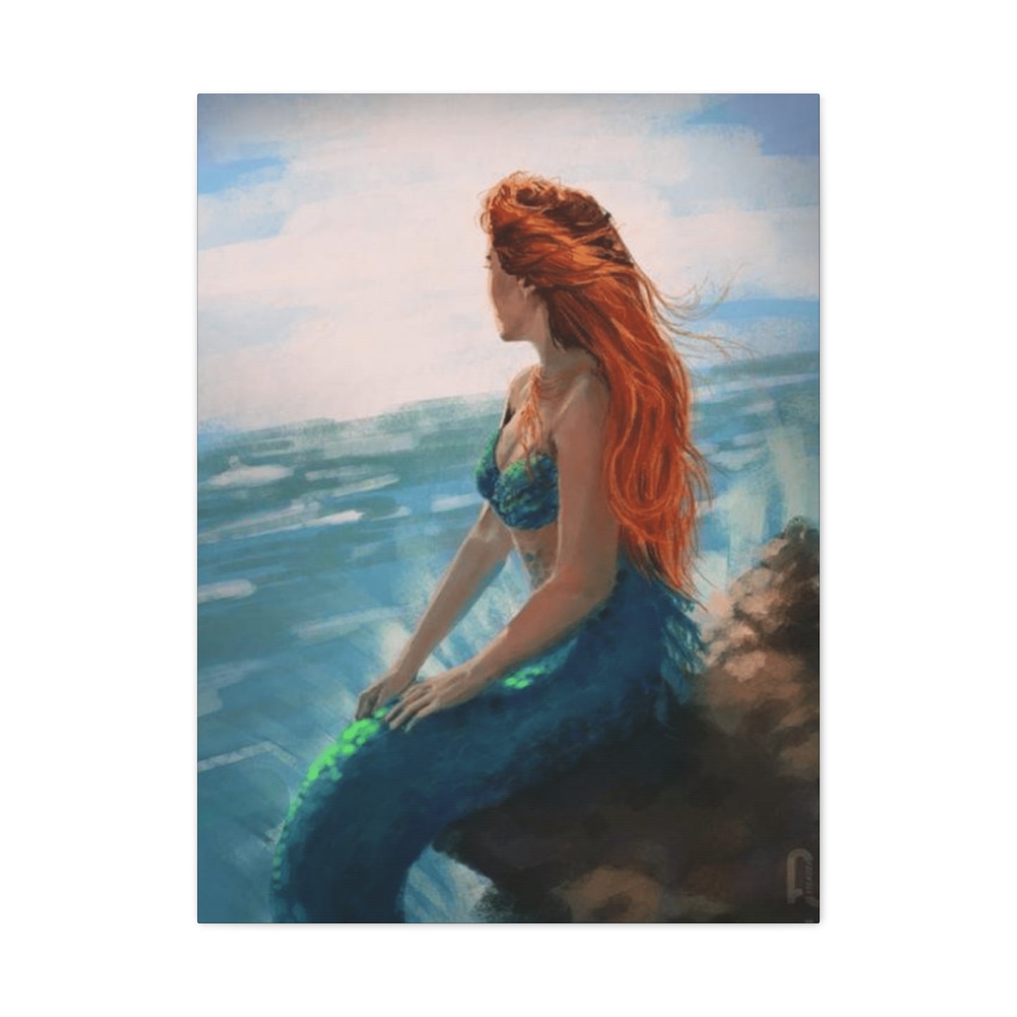 A Mermaid Watching The Ocean Wall Art & Canvas Prints