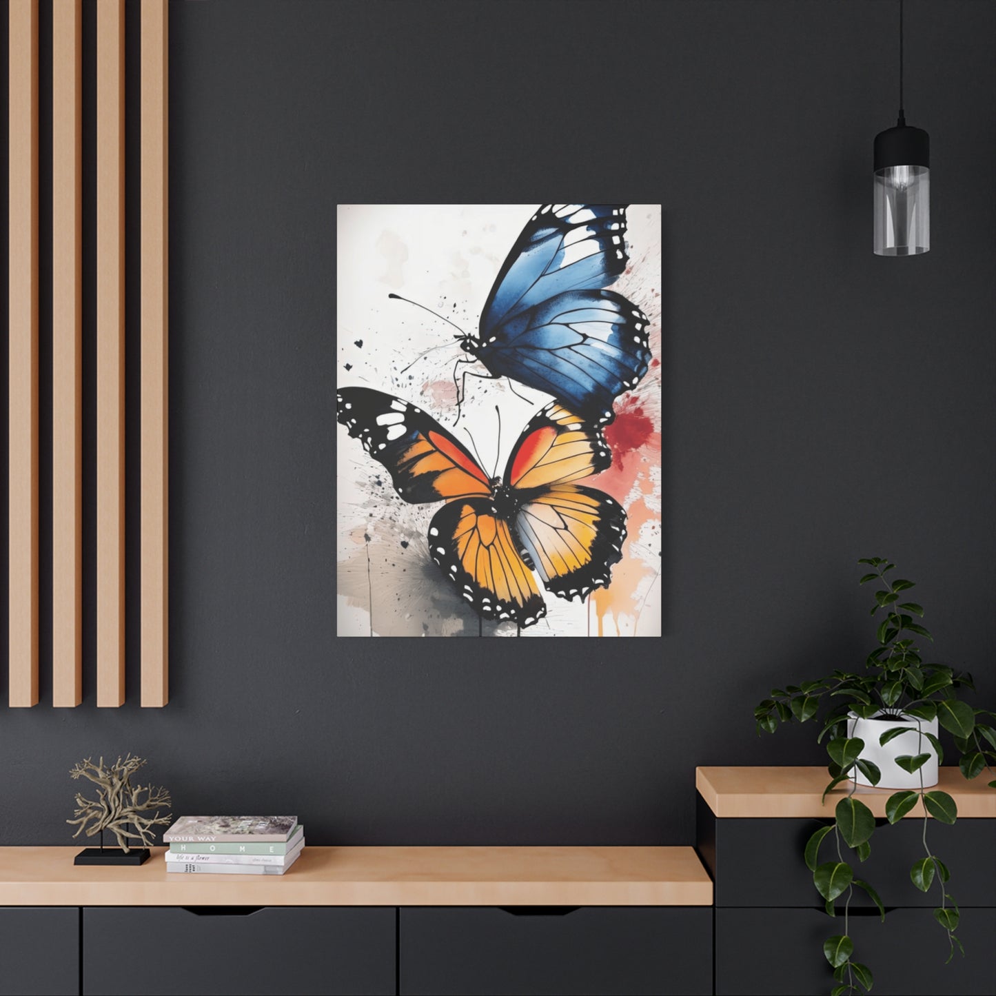 Orange and Blue Butterfly Painting Wall Art & Canvas Prints