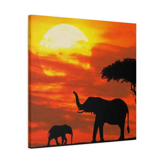 Elephant in Sunset Wall Art & Canvas Prints