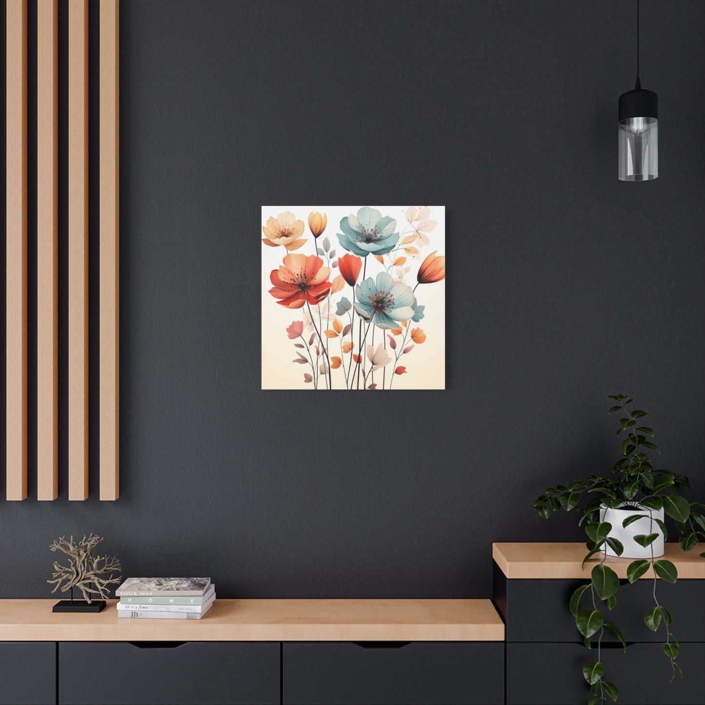 Red and Blue Floral Painting Wall Art & Canvas Prints