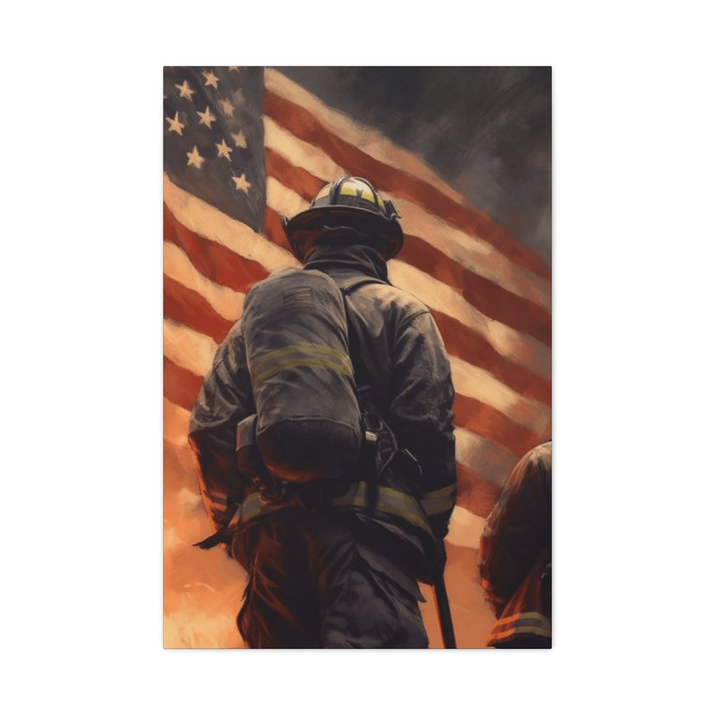 Firefighter and American Flag Wall Art & Canvas Prints