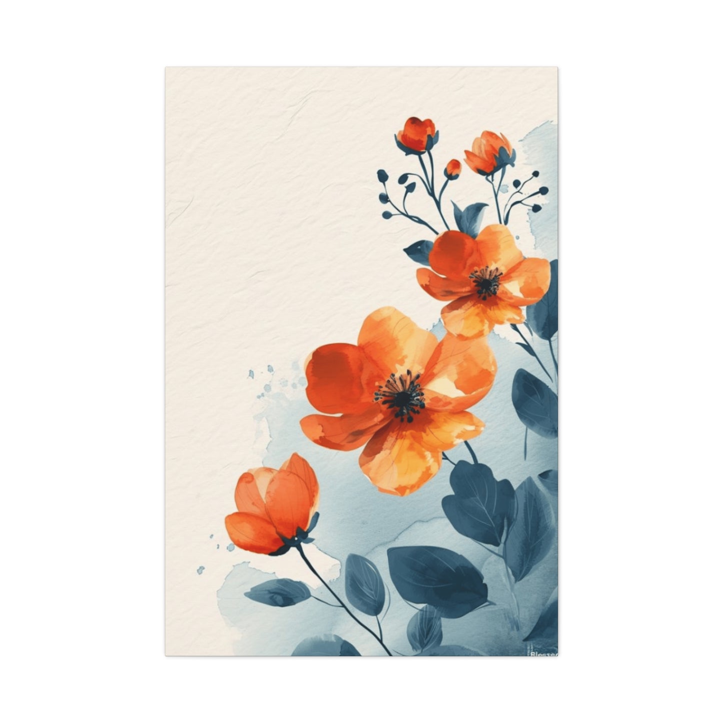 Orange Flowers Water Painting Wall Art & Canvas Prints