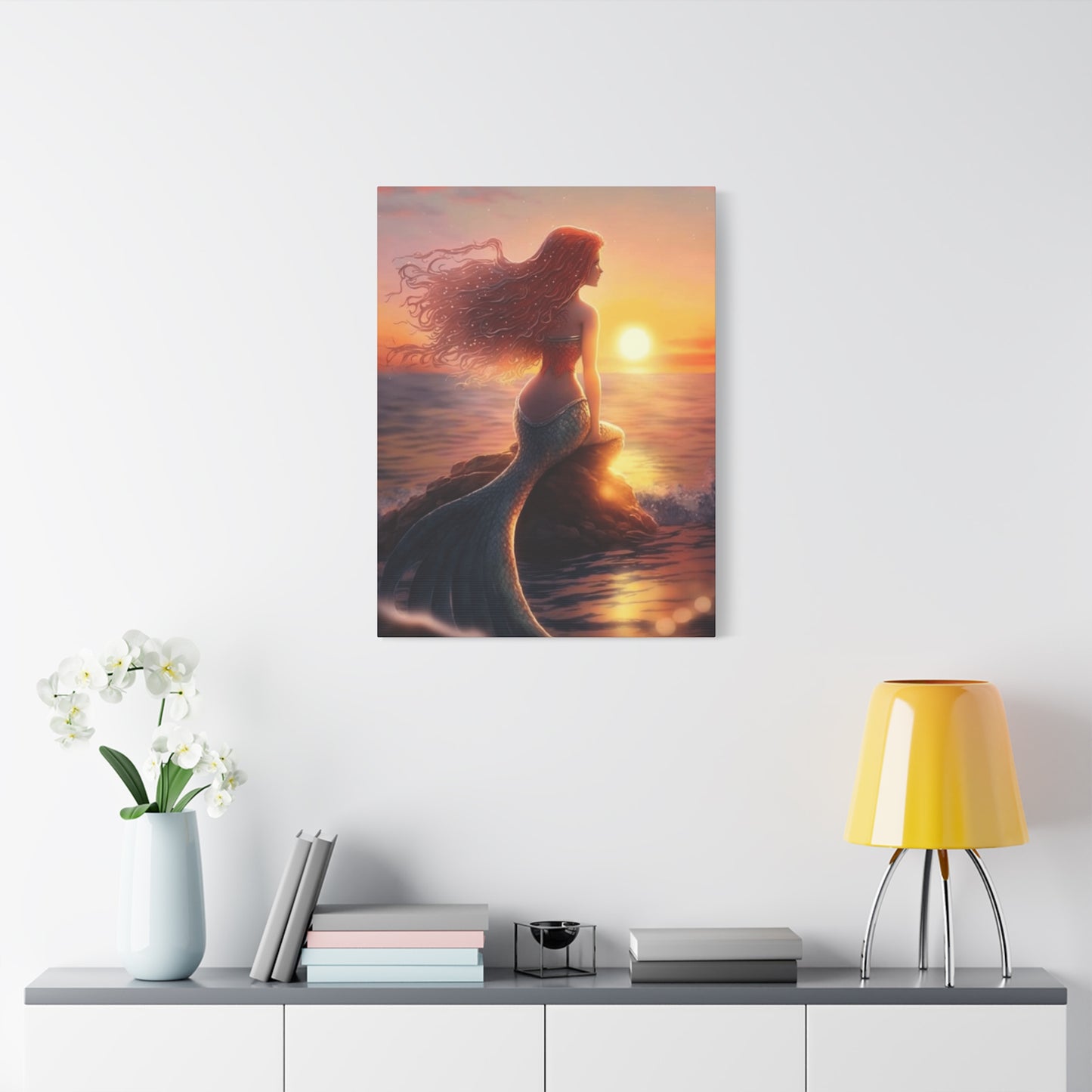 A Mermaid Watching The Sunset Wall Art & Canvas Prints