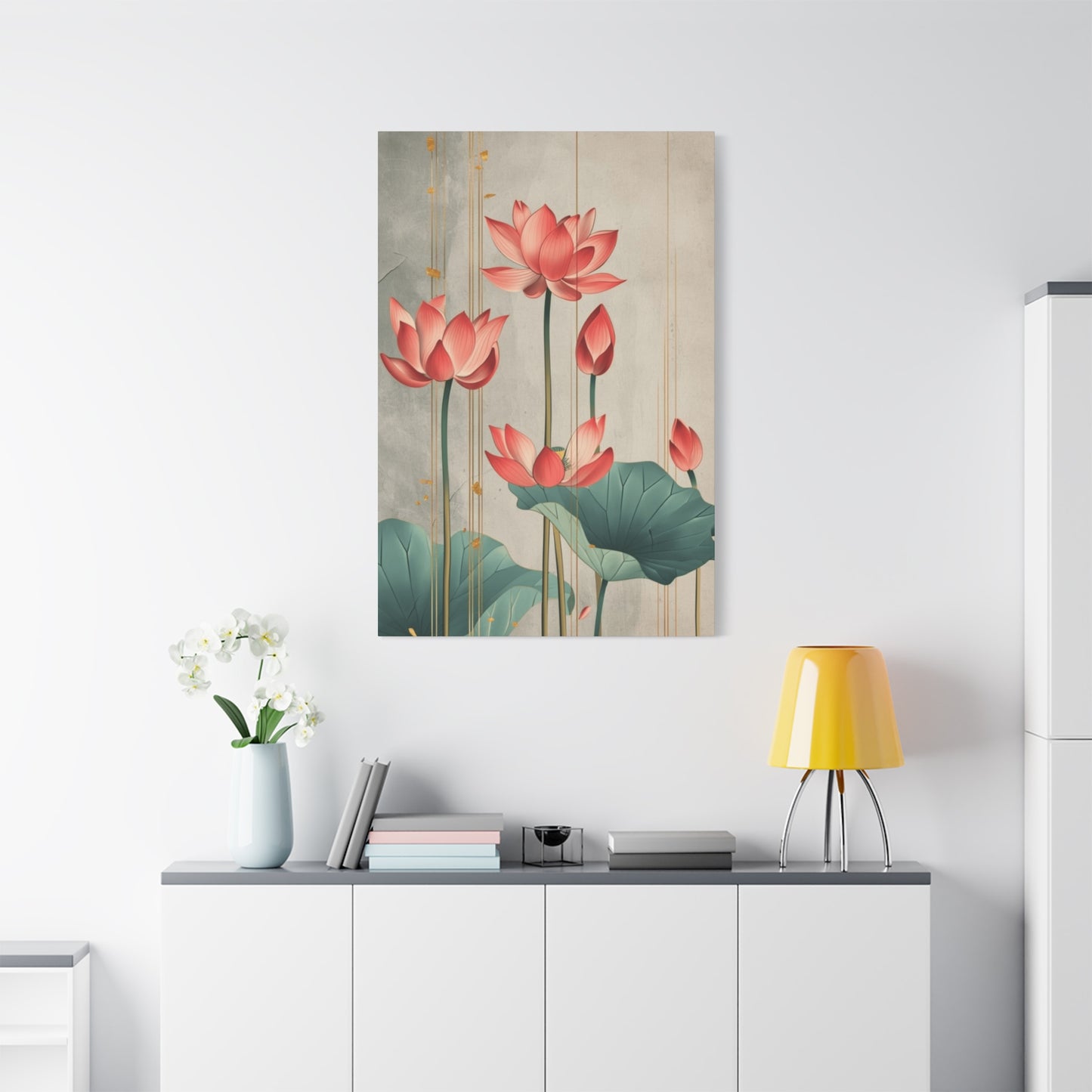 Red Lotus Painting Painting Wall Art & Canvas Prints