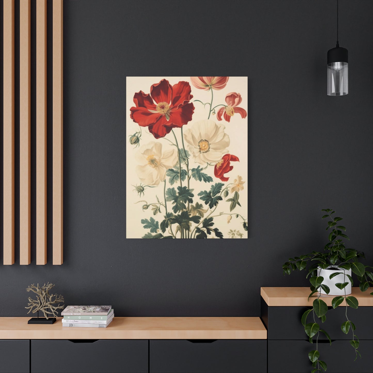 Red and White Flowers Painting Wall Art & Canvas Prints