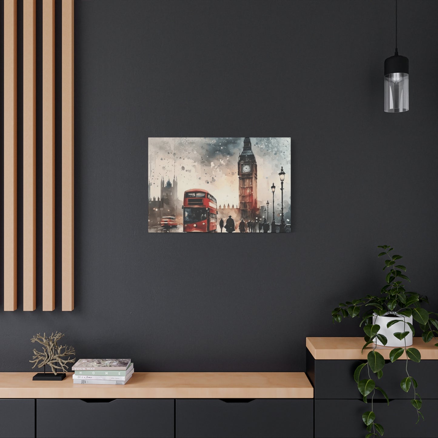 London Bus and Big Ben Painting Wall Art & Canvas Prints