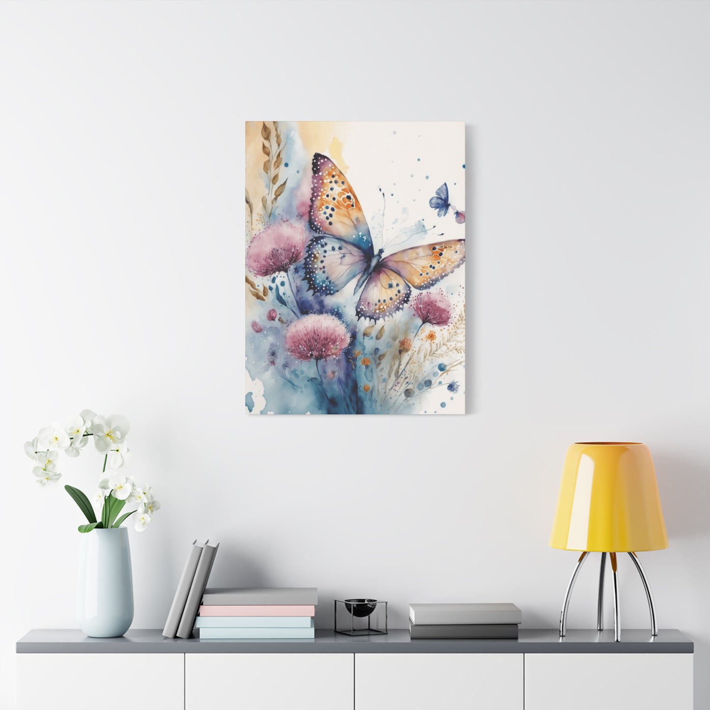 Colorful Butterfly with Dandelions Painting Wall Art & Canvas Prints