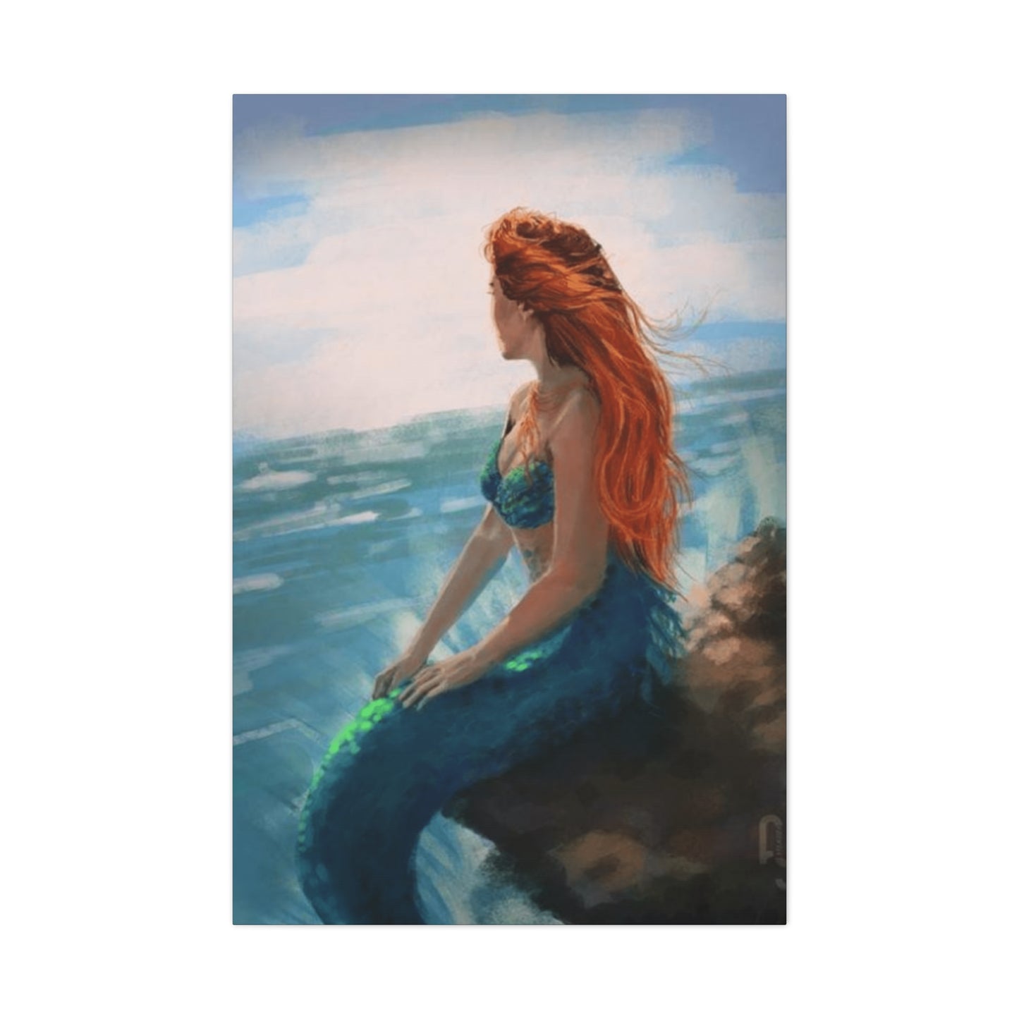 A Mermaid Watching The Ocean Wall Art & Canvas Prints