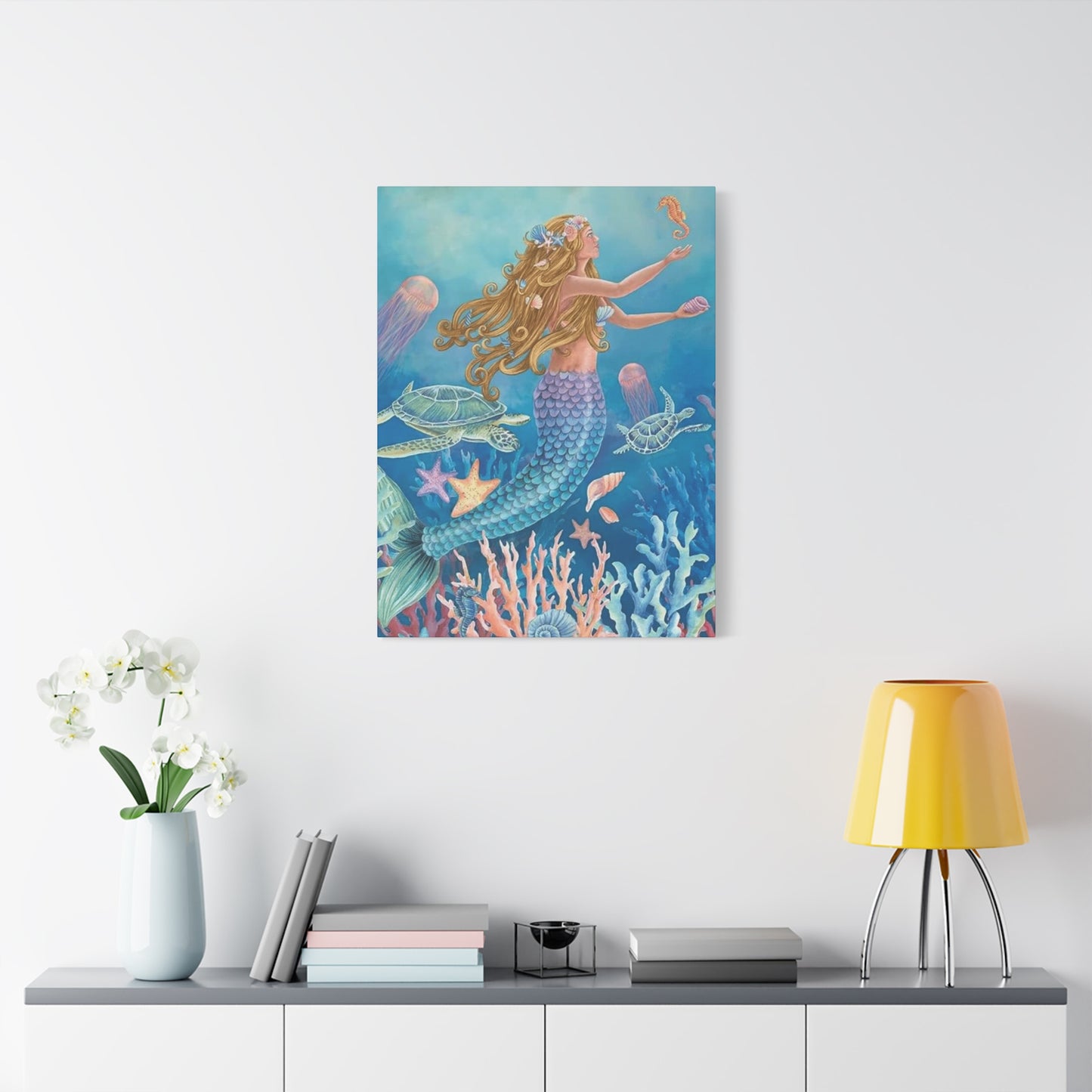 A Mermaid Playing In The Ocean Wall Art & Canvas Prints