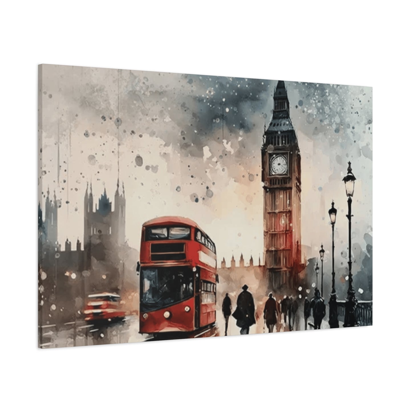 London Bus and Big Ben Painting Wall Art & Canvas Prints