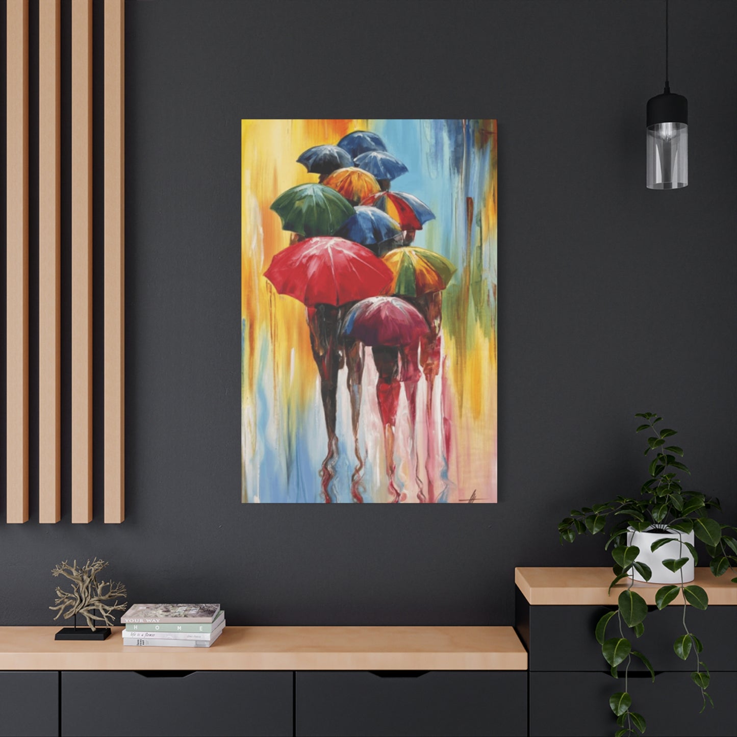 Painting of Children With Umbrella Wall Art & Canvas Prints