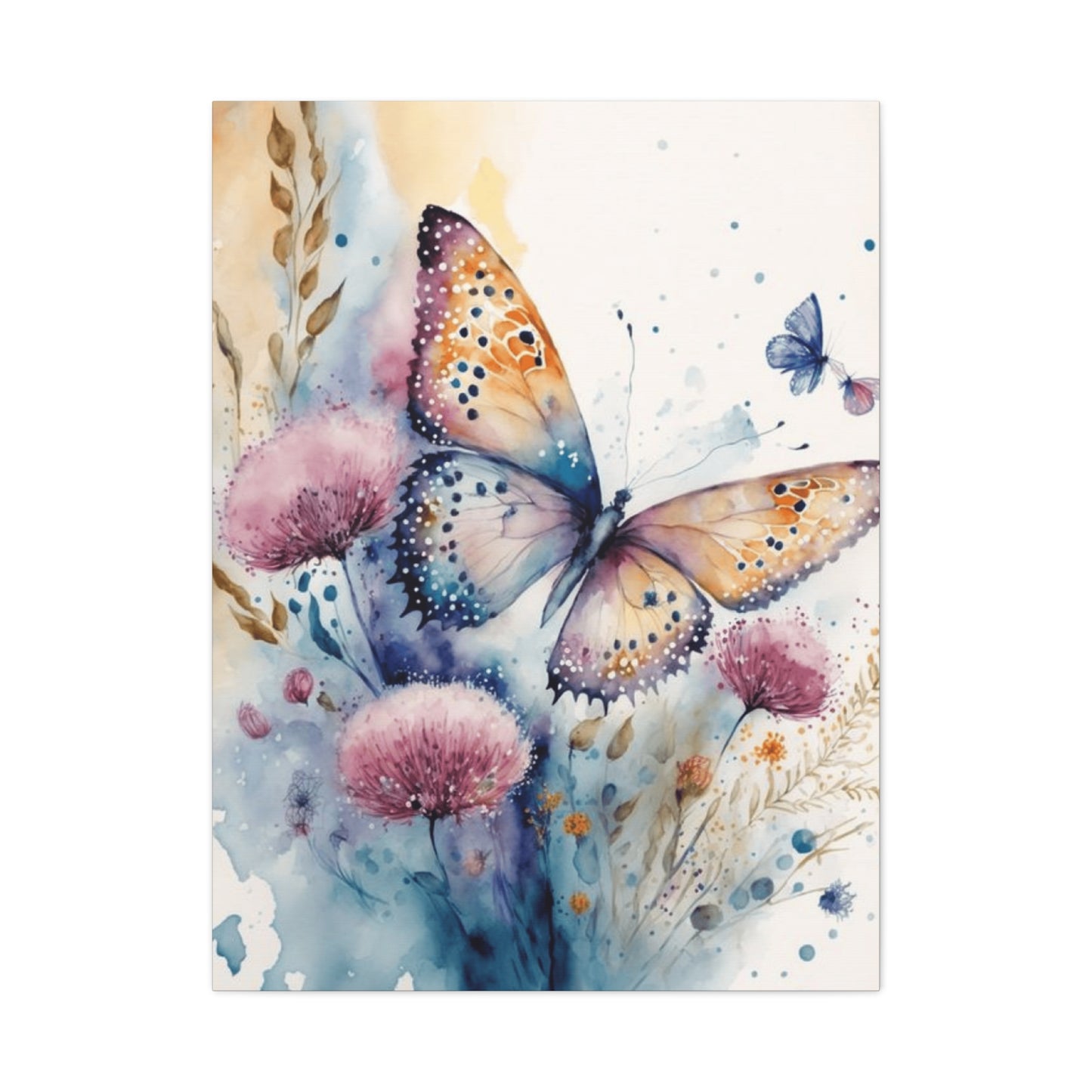 Colorful Butterfly with Dandelions Painting Wall Art & Canvas Prints