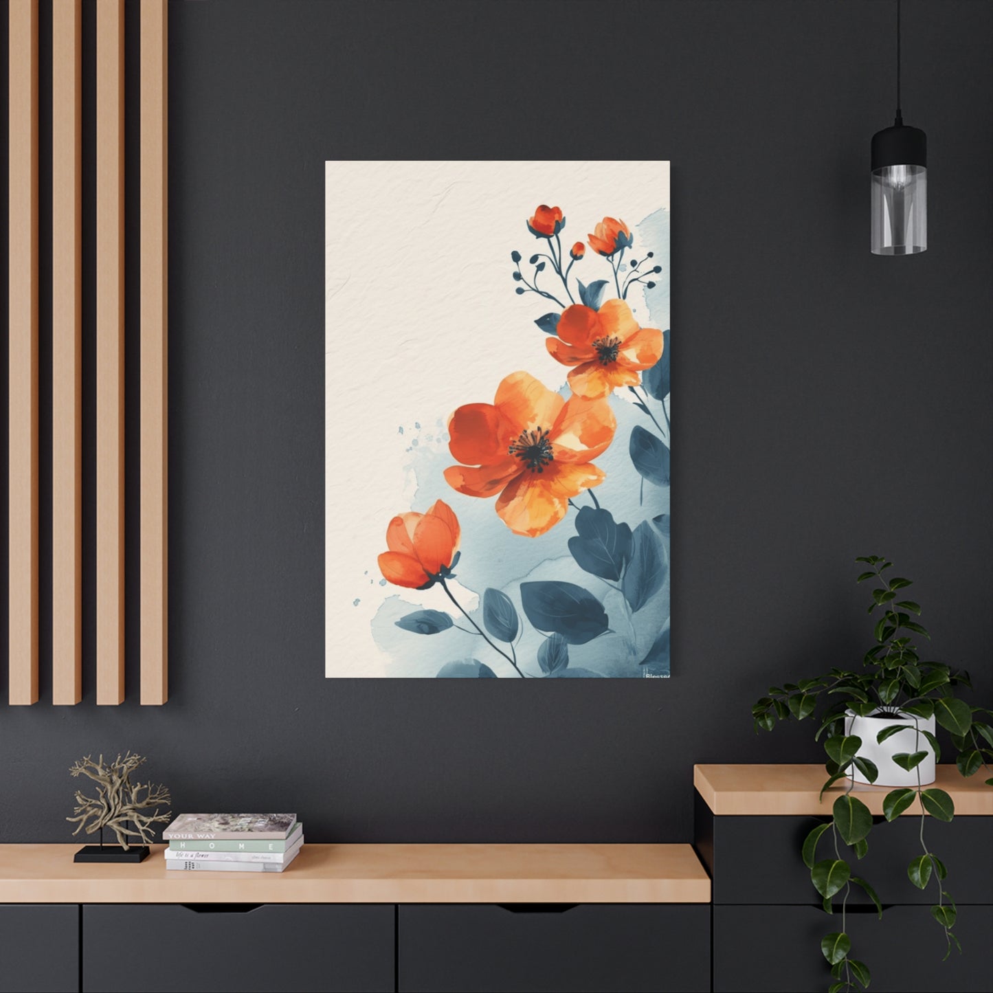 Orange Flowers Water Painting Wall Art & Canvas Prints