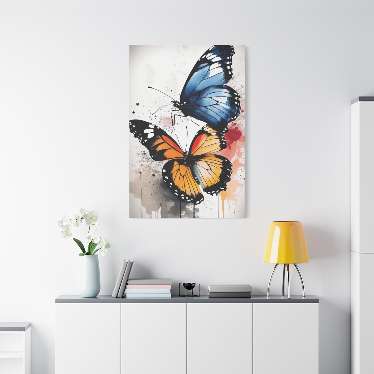 Orange and Blue Butterfly Painting Wall Art & Canvas Prints